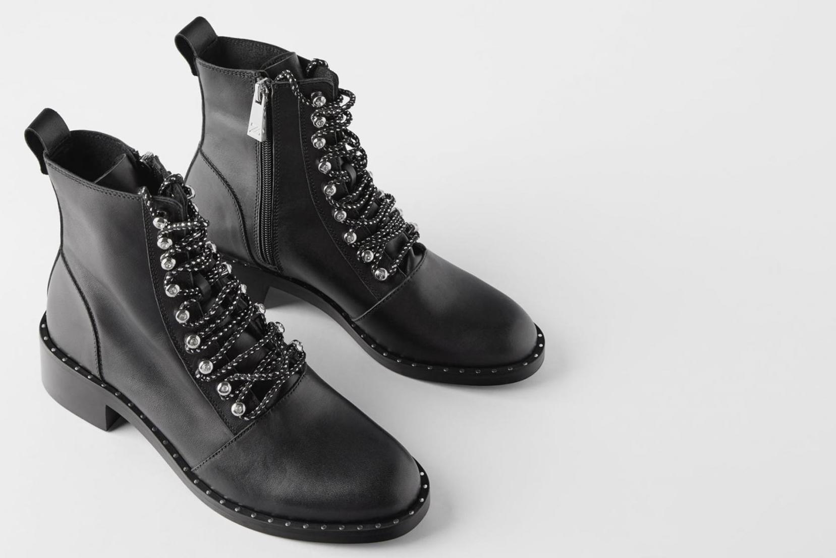 Studded Flat Leather Biker Ankle Boots, £79.99, <a href="https://www.zara.com/uk/en/studded-flat-leather-biker-ankle-boots-p17162001.html?v1=13695399&amp;v2=1281628" target="_blank" rel="nofollow" class="body-gallery" data-vars-item-name="GL-9161601-https://www.zara.com/uk/en/studded-flat-leather-biker-ankle-boots-p17162001.html?v1=13695399&amp;v2=1281628" data-vars-event-id="c6">Zara</a>