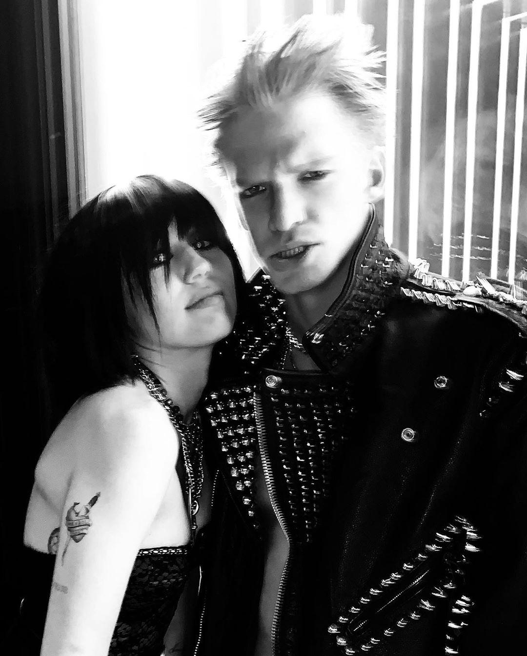 The singer teamed up with her boyfriend for this Halloween look, with Simpson dressing as Billy Idol while Cyrus modeled herself on Perri Lister.