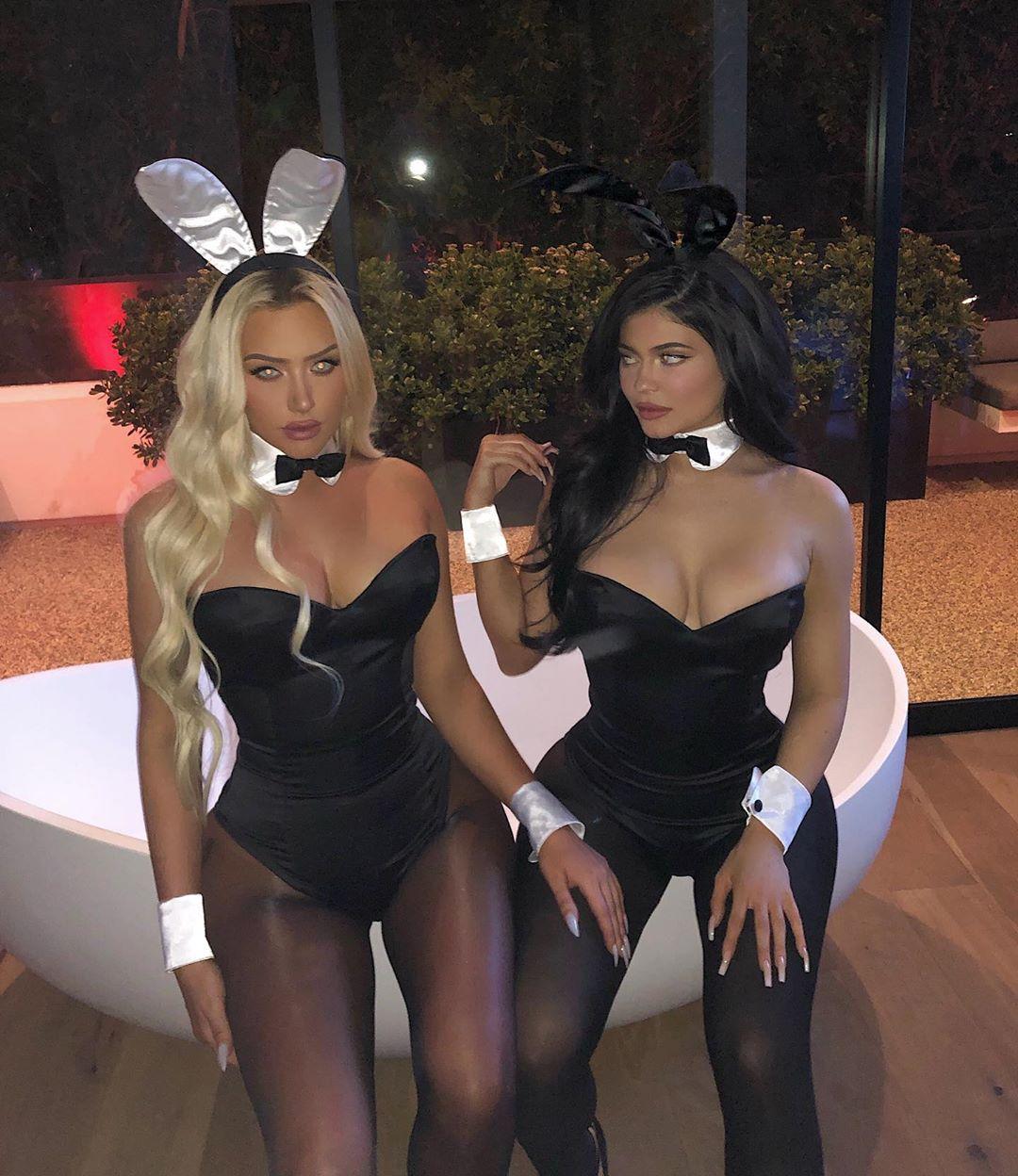 Jenner dressed as a Playboy bunny for this particular Halloween party, which she attended alongside her YouTube star friend, Karanikolaou, who wore the same ensemble.
