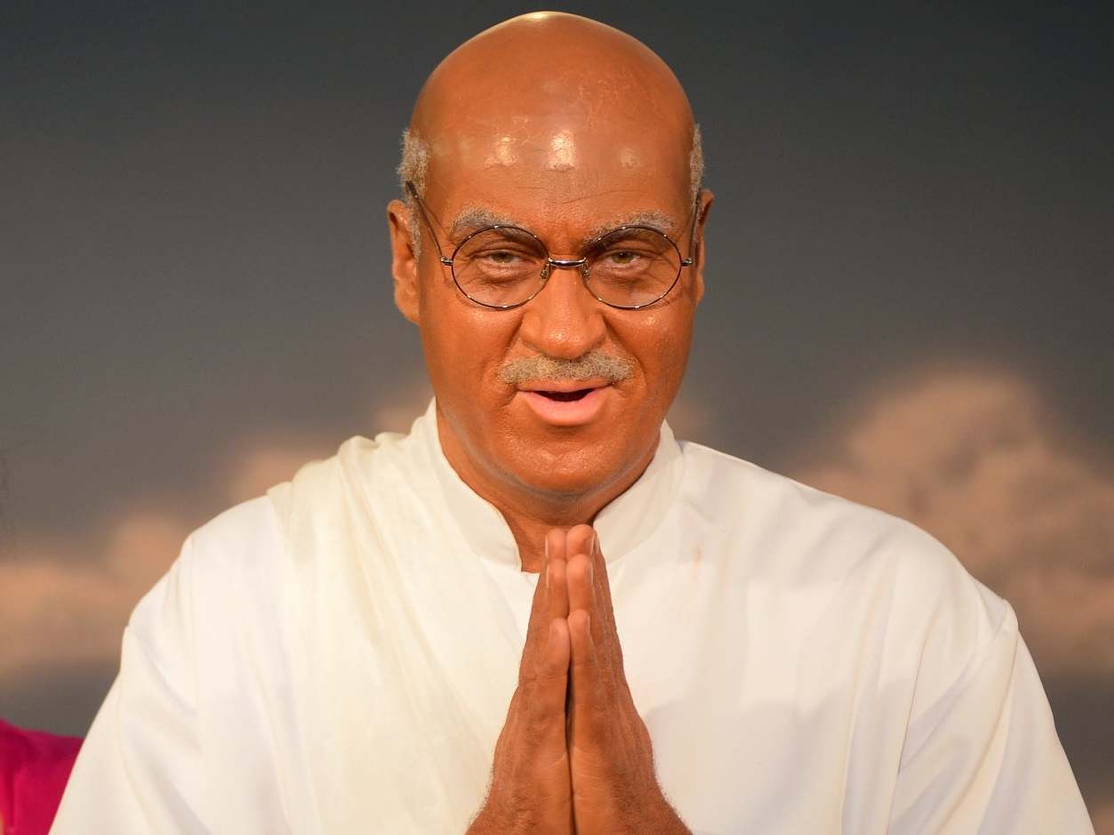 Markus Söder poses in a Gandhi costume while attending the annual 'Fastnacht in Franken' carnival celebration on 6 February, 2015