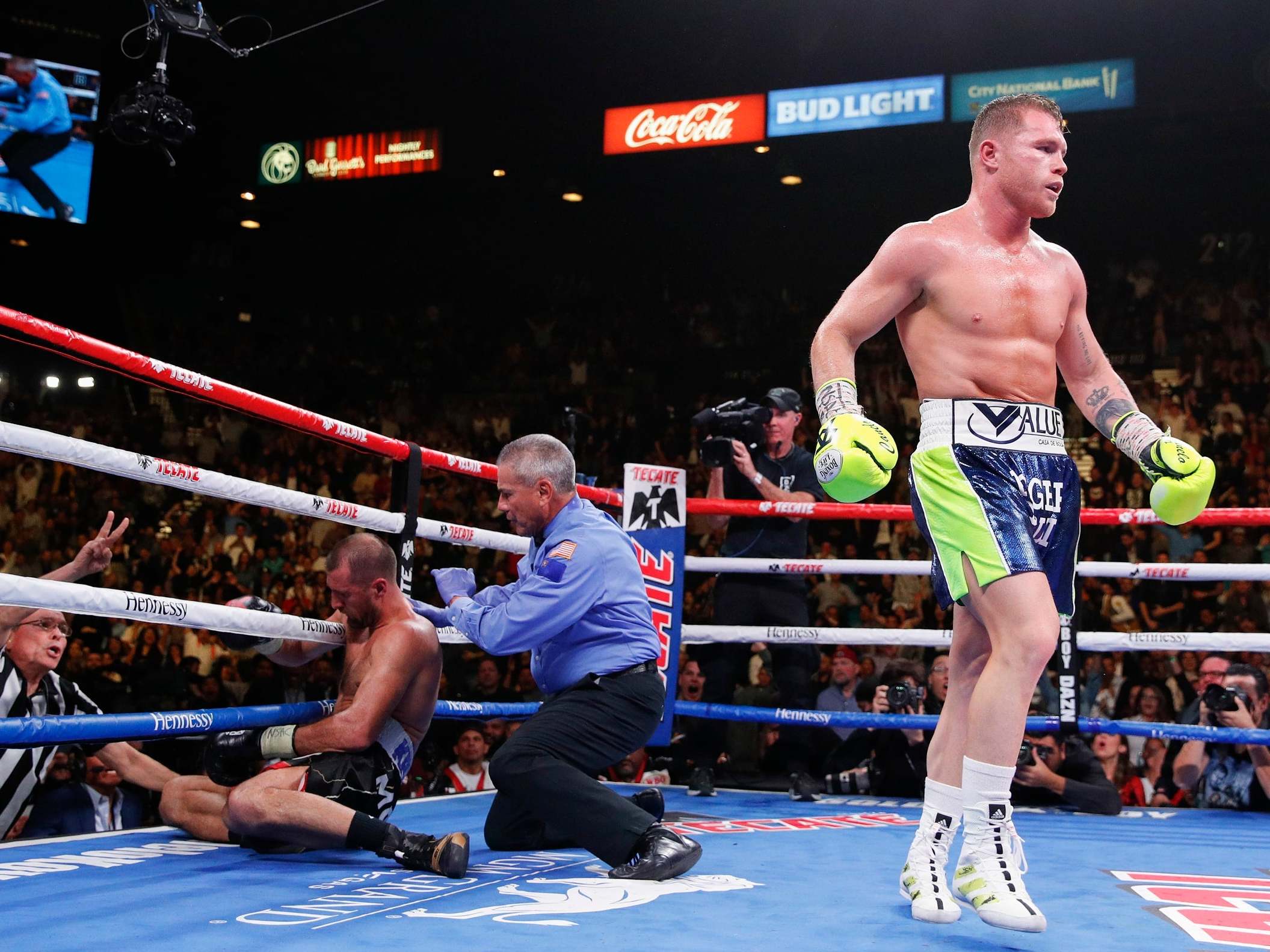 Canelo left Kovalev on the canvas after a brutal combination