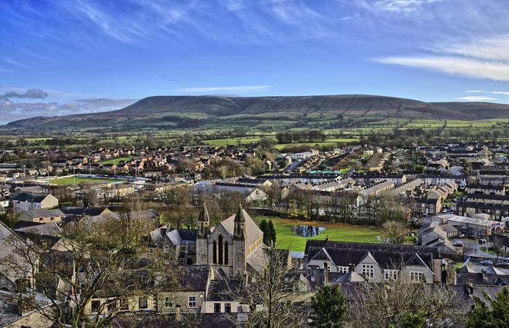 Clitheroe, looking towards Pendle Hill in Ribble Valley, is one of the most prosperous towns in the country