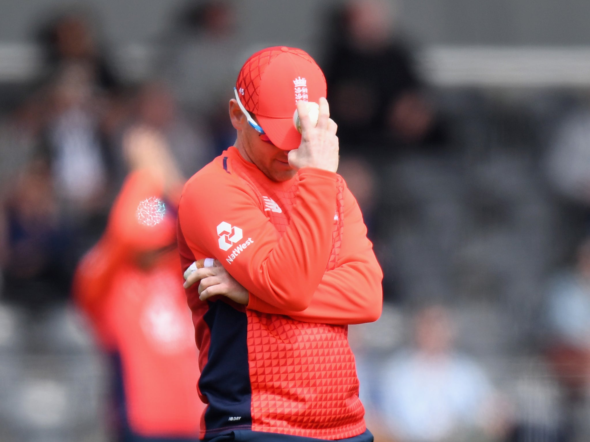 Eoin Morgan reacts during England’s defeat