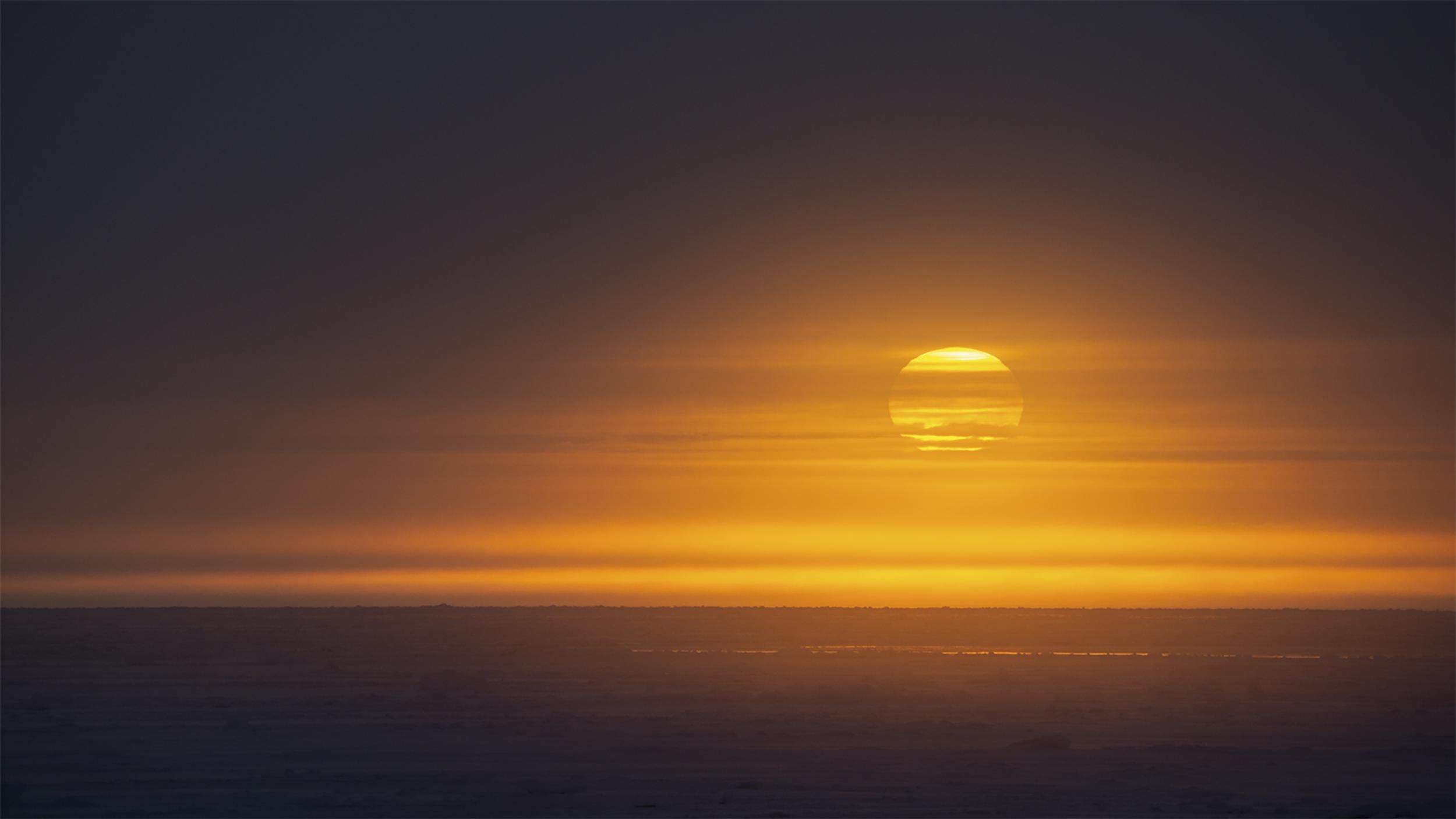 The last sunset seen from aboard the Polarstern