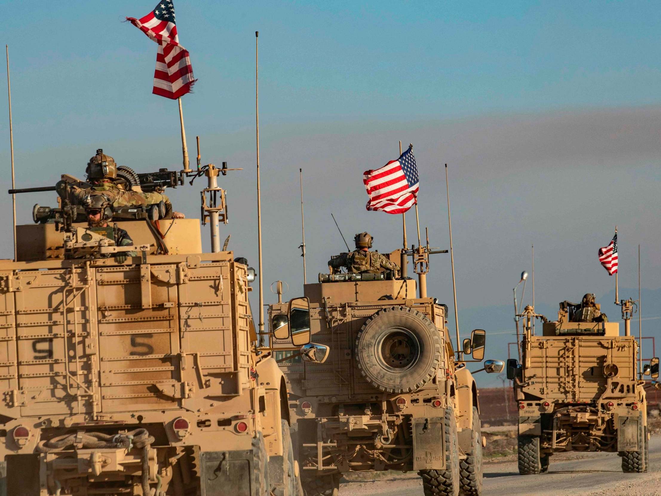 A convoy of US armoured vehicles patrols the village of Ein Diwar in Syria's northeastern Hasakeh province