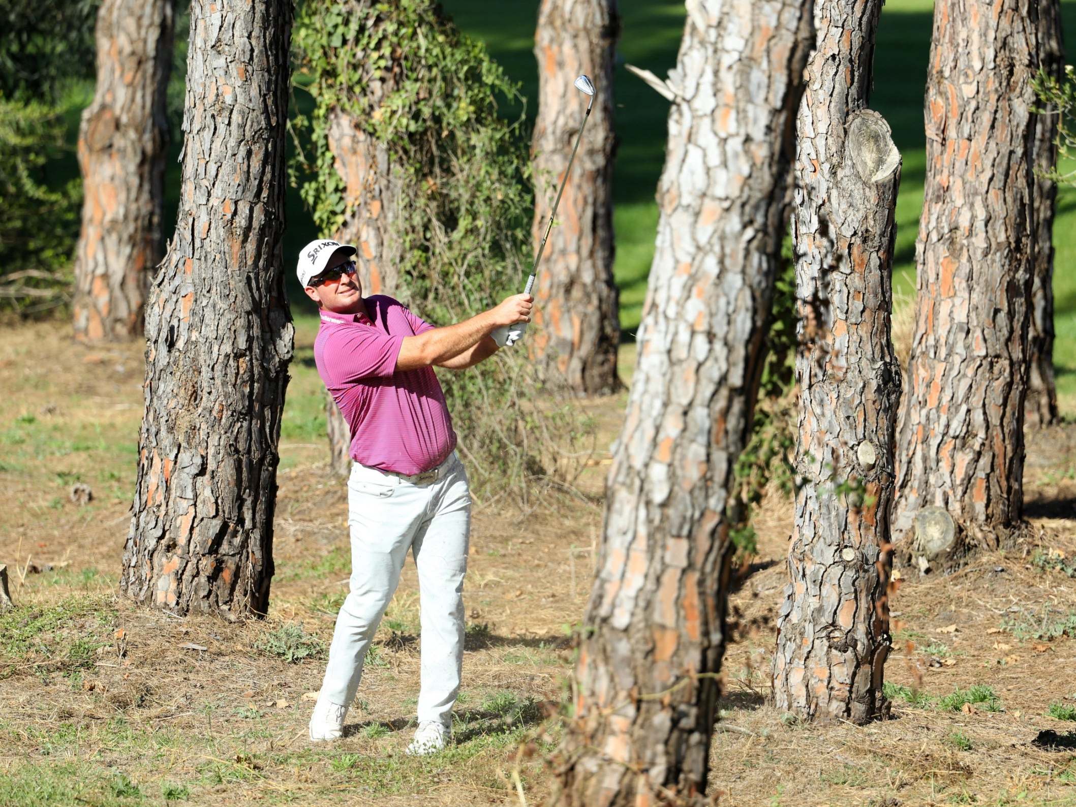 Ryan Fox plays out of the trees in Antalya