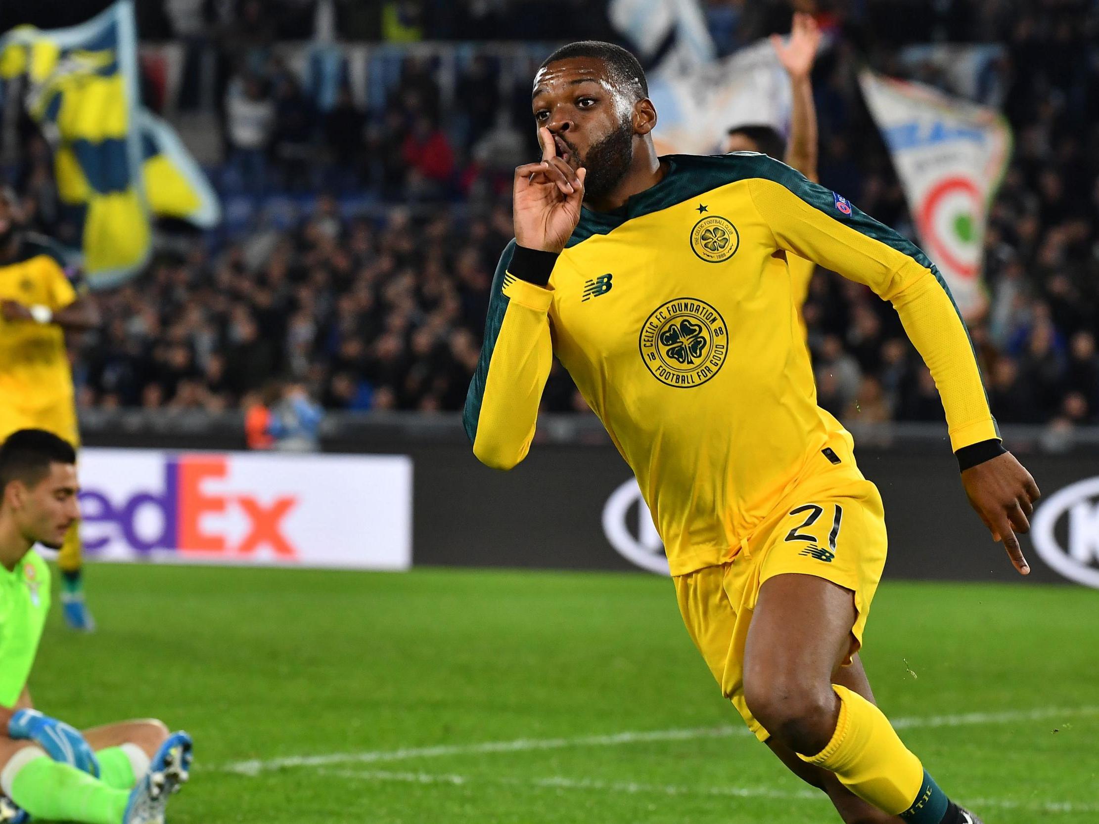 Celtic's French midfielder Olivier Ntcham celebrates his late winner