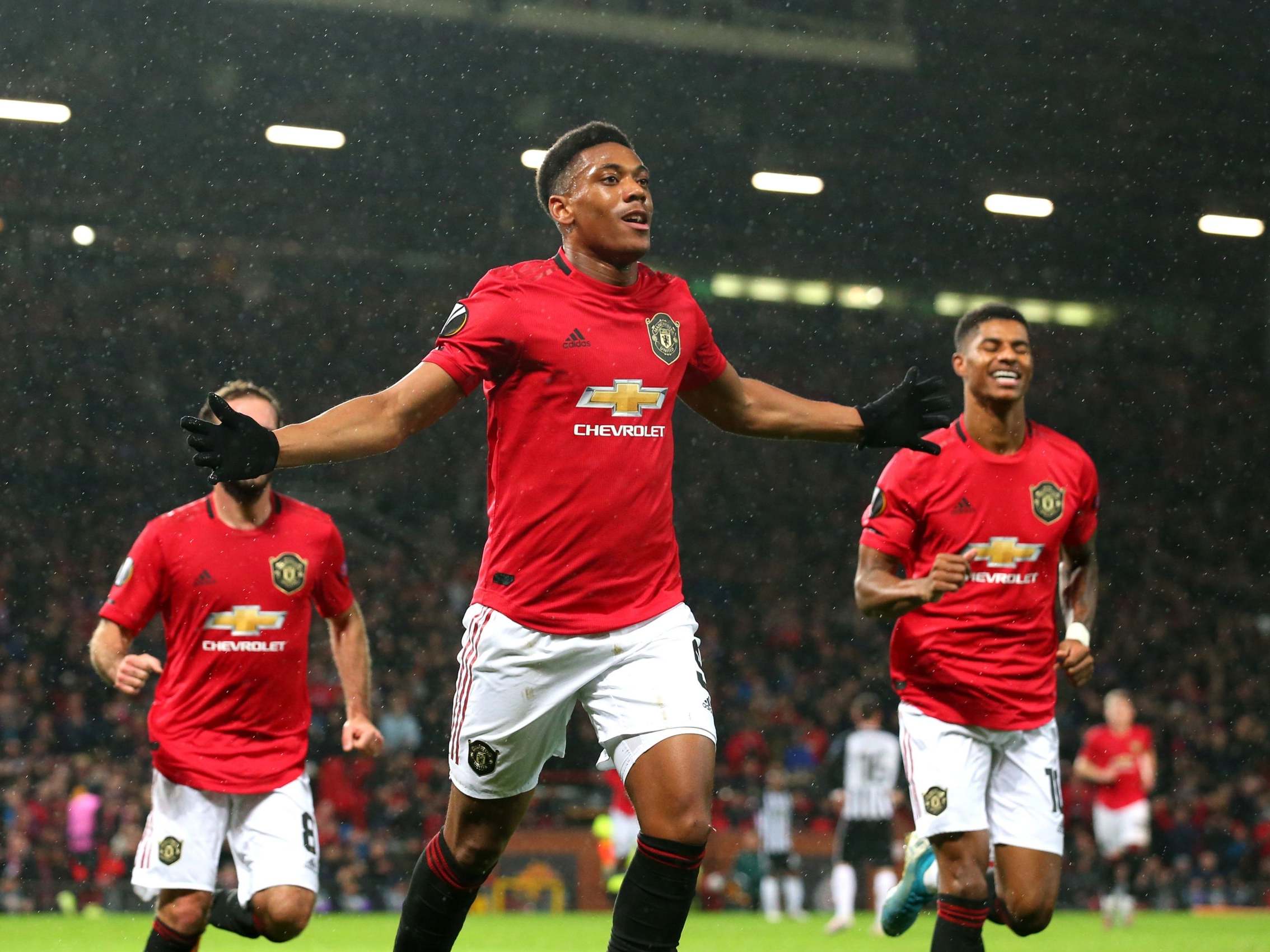 Marcus Rashford celebrates after scoring United's second