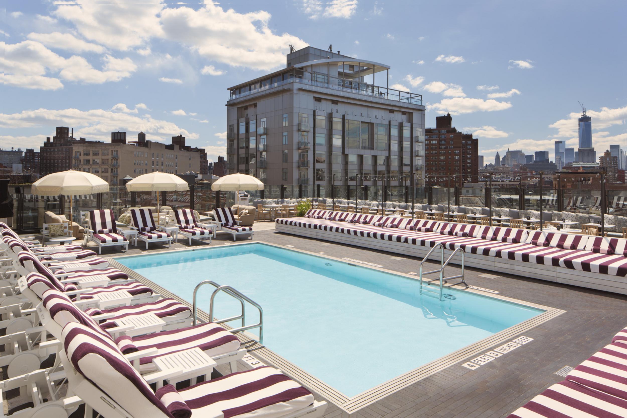 The Soho House rooftop pool