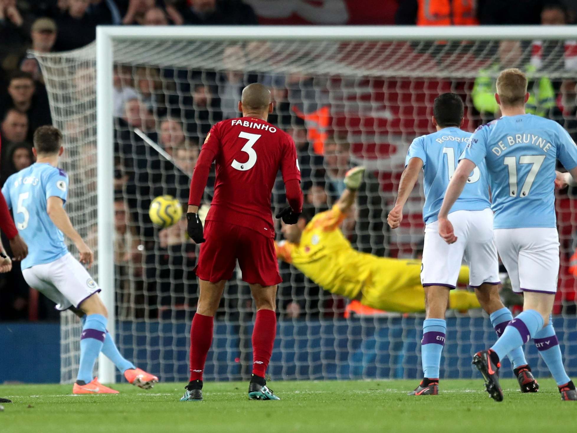 Liverpool's Fabinho scores his side's opening goal