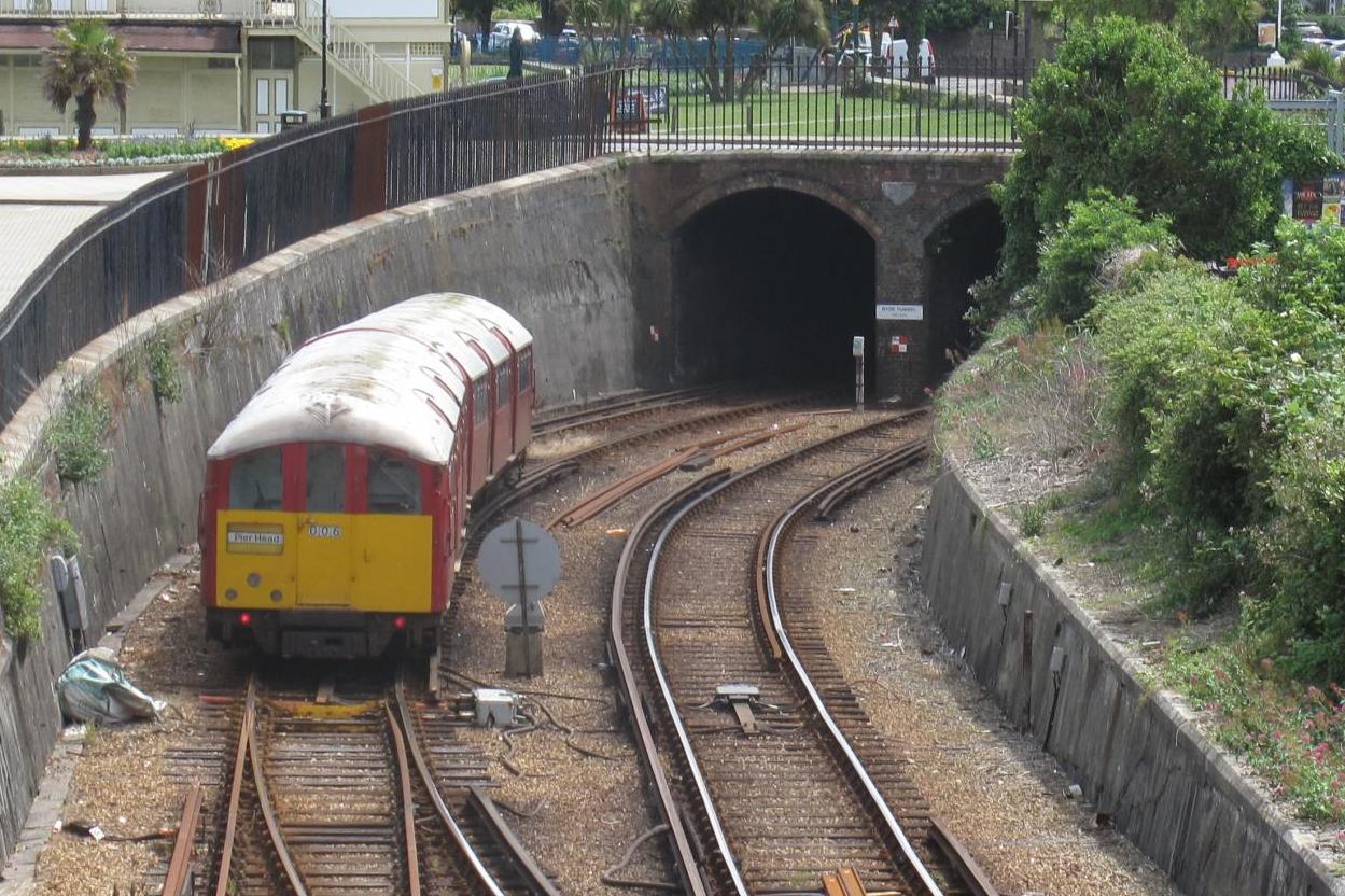 Island line: one of the old London Underground trains on the Isle of Wight