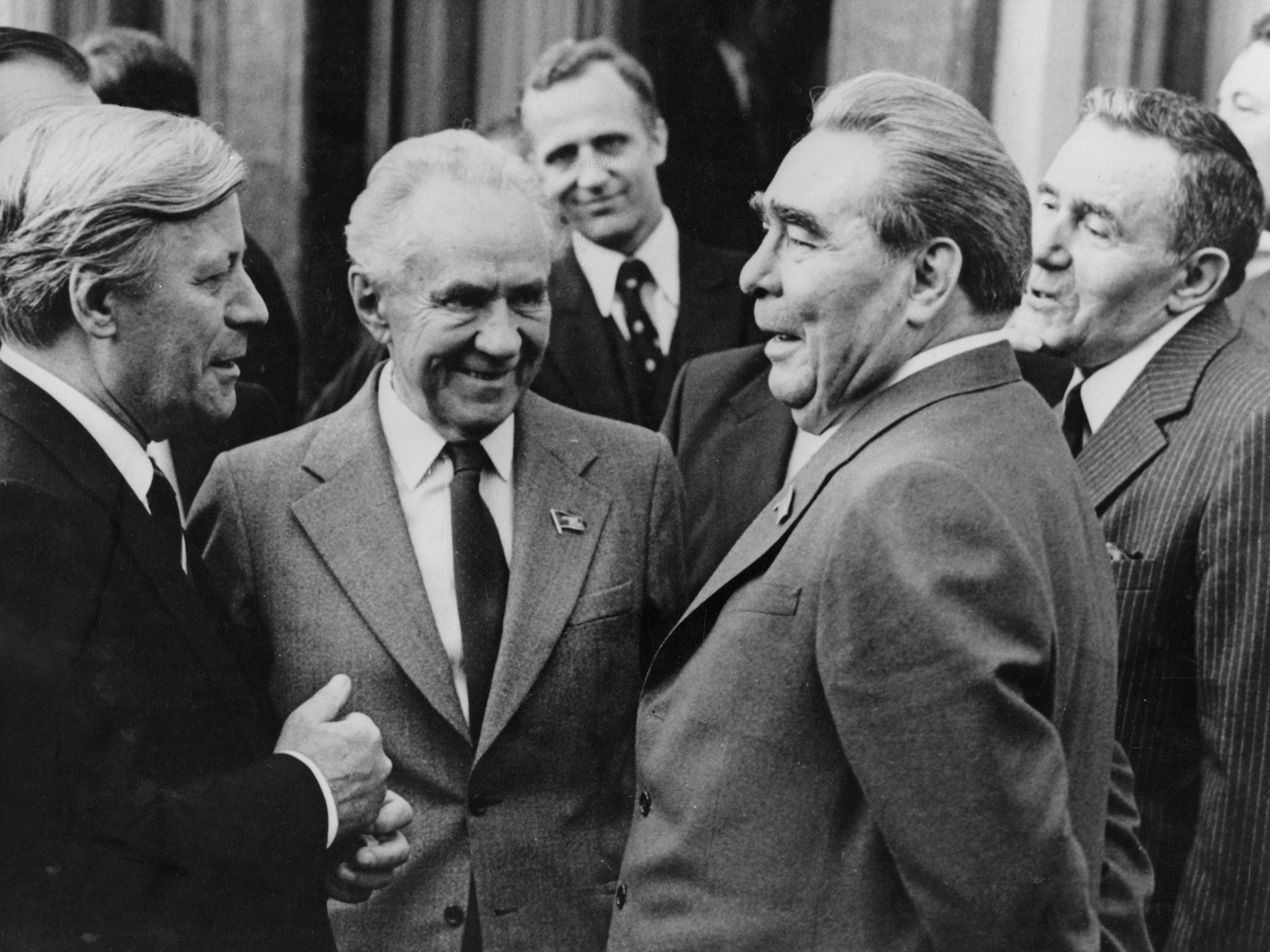 Leonid Brezhnev (right) with other prominent members of the USSR