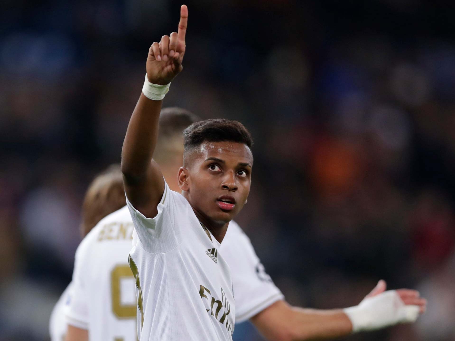 Rodrygo celebrates scoring his first Real Madrid hat-trick