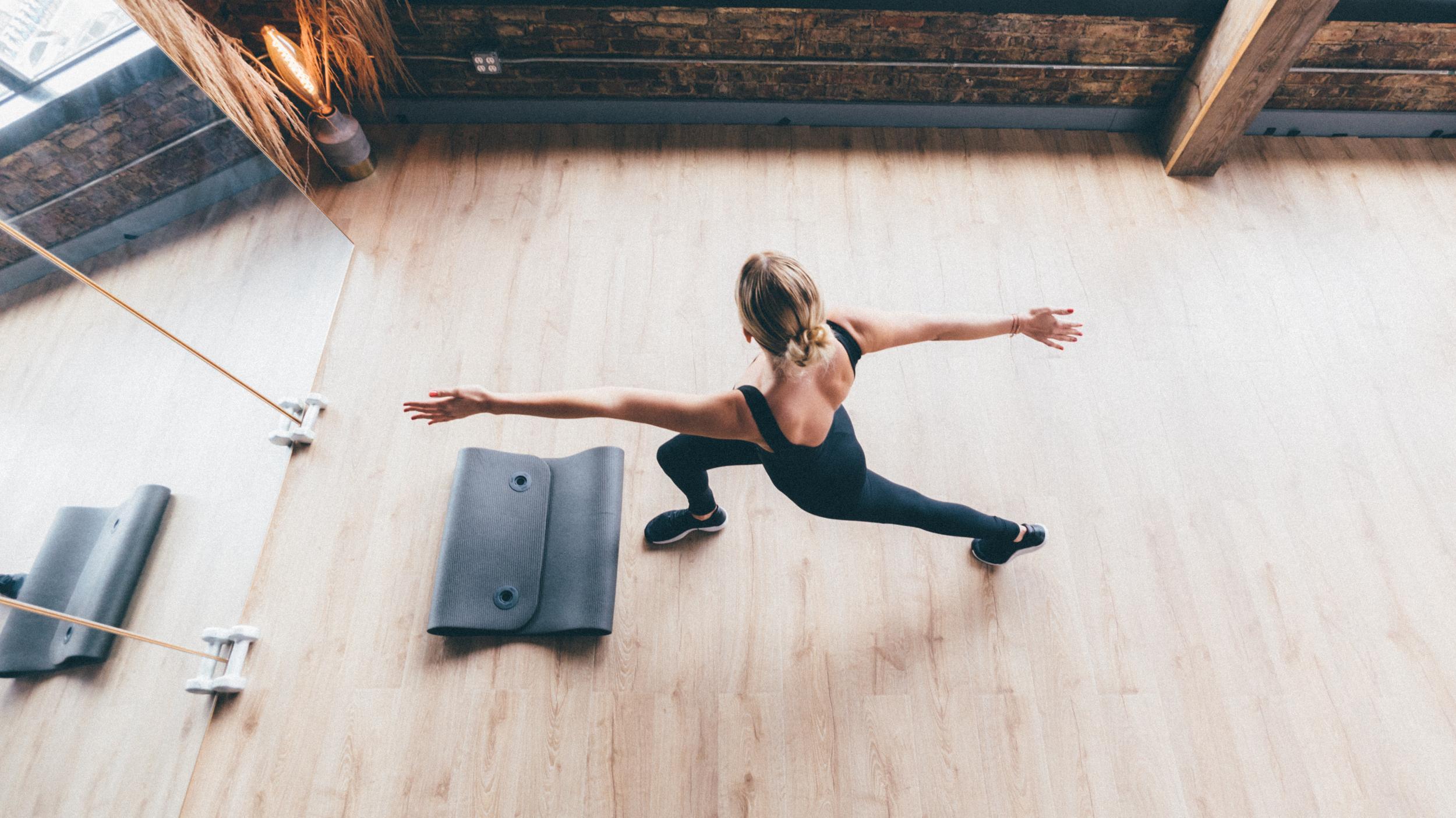 The workout ends with a series of stretches