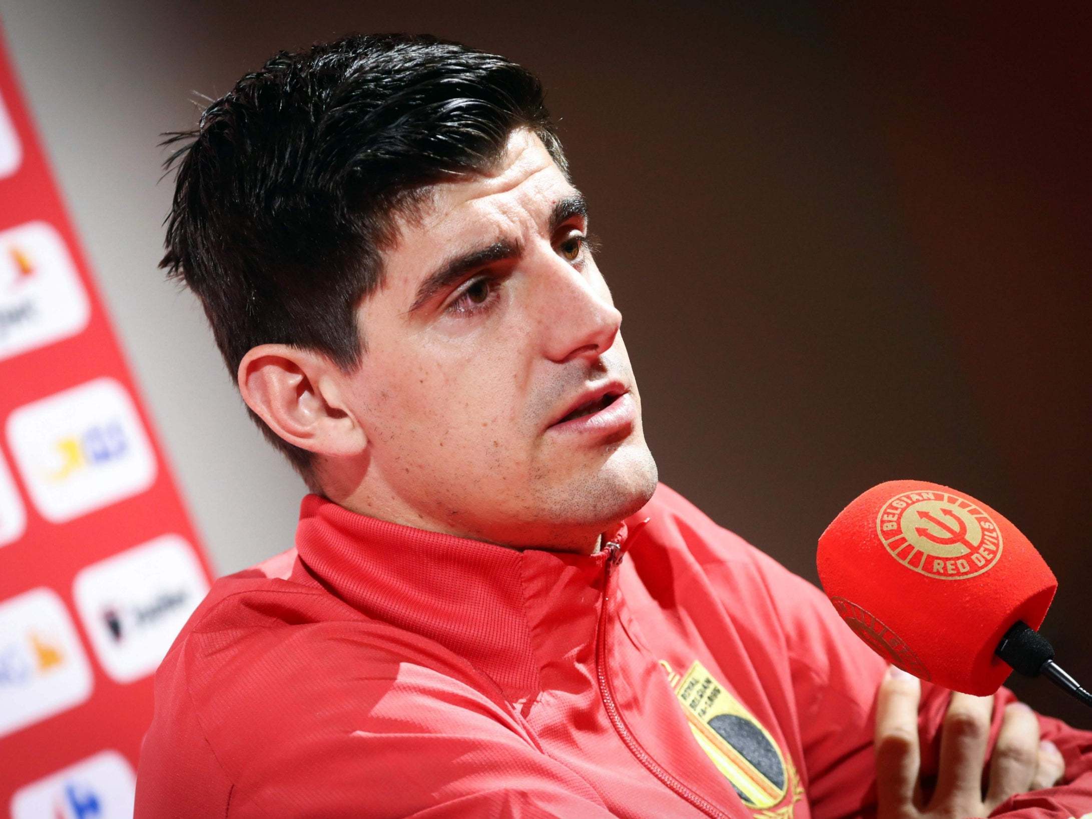 Belgium's goalkeeper Thibaut Courtois