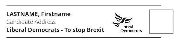 How the designation on the ballot paper could look (Liberal Democrats)