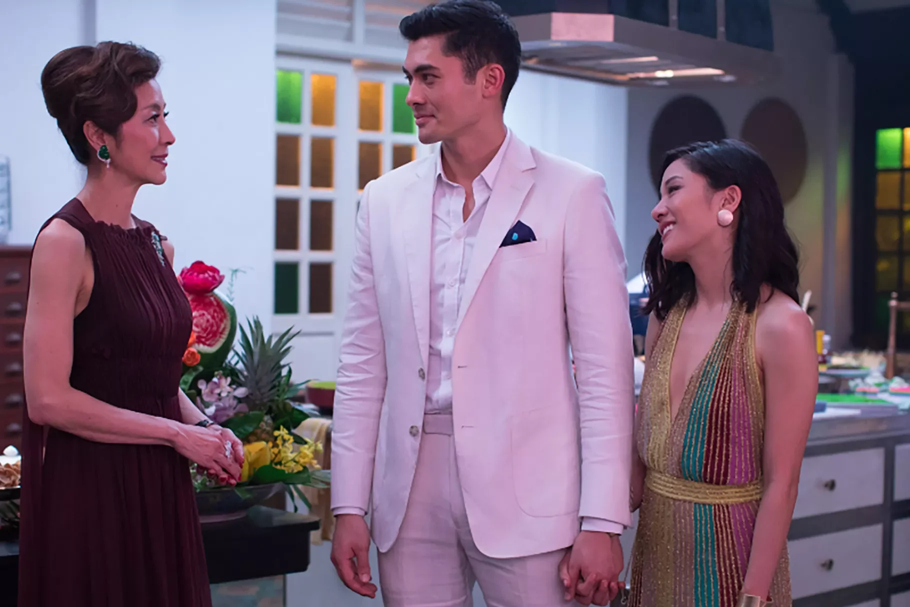 Michelle Yeoh, Constance Wu and Henry Golding in 'Crazy Rich Asians'