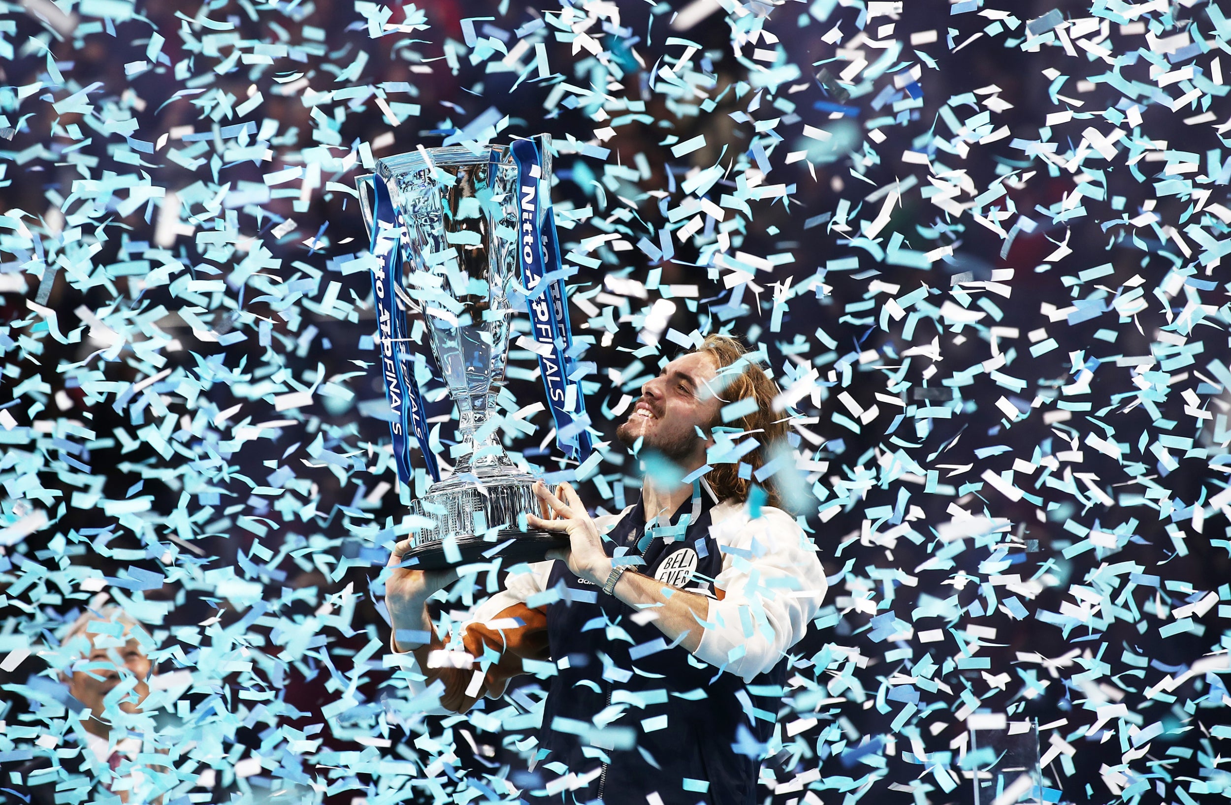 Tsitsipas celebrates with the trophy (Getty)