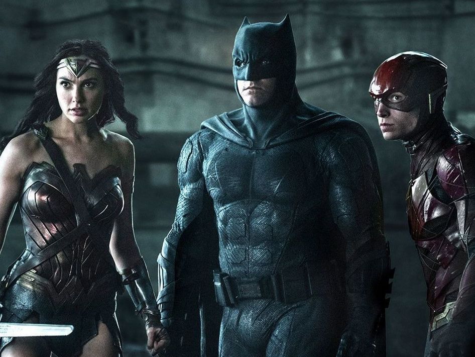 Gal Gadot, Ben Affleck and Ezra Miller in Justice League (2017)