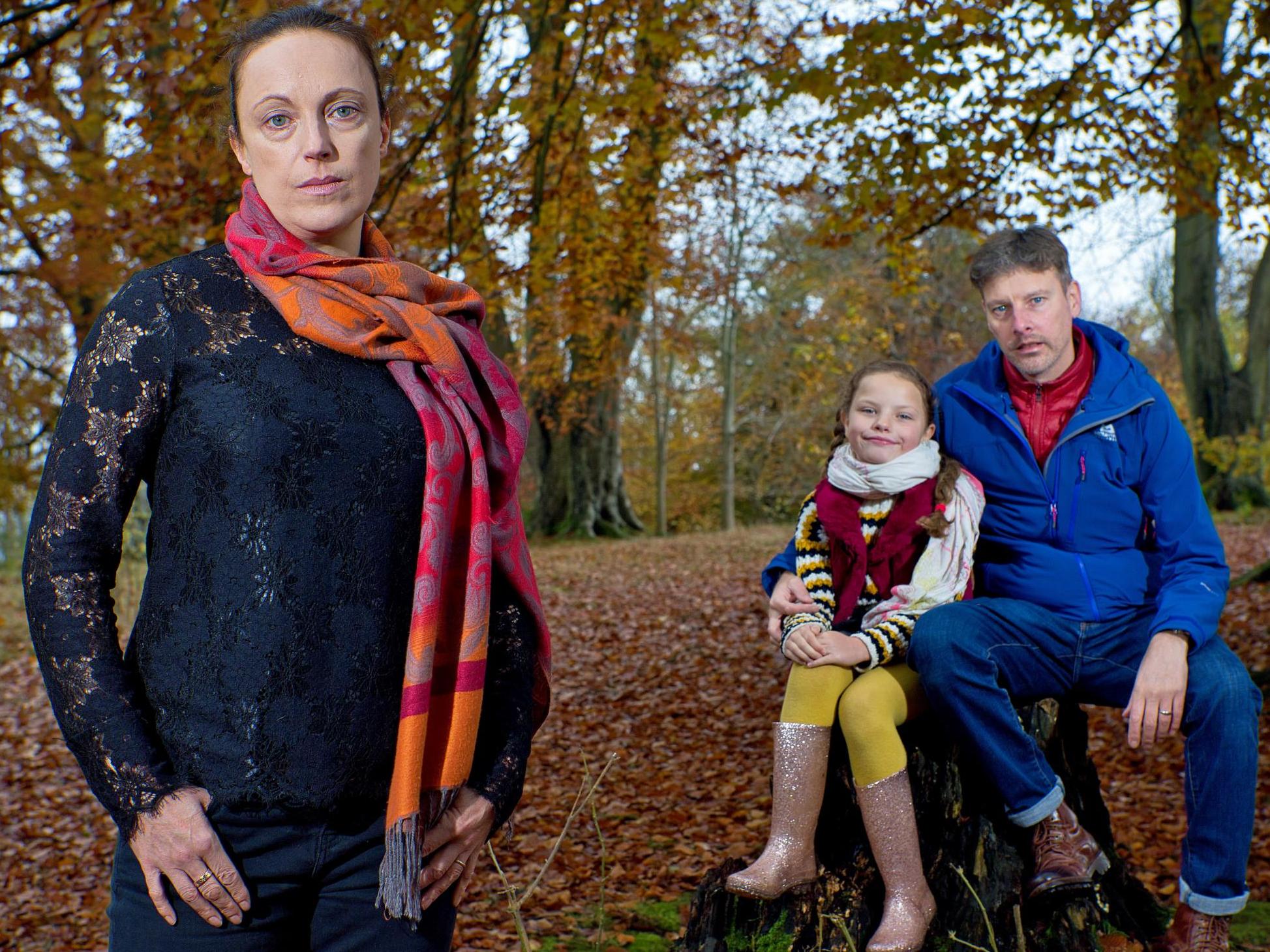 Rhiannon Davies, Richard Stanton and their daughter Isabella pictured in rural Herefordshire where they moved to heal from their devastating grief following baby Kate's avoidable death