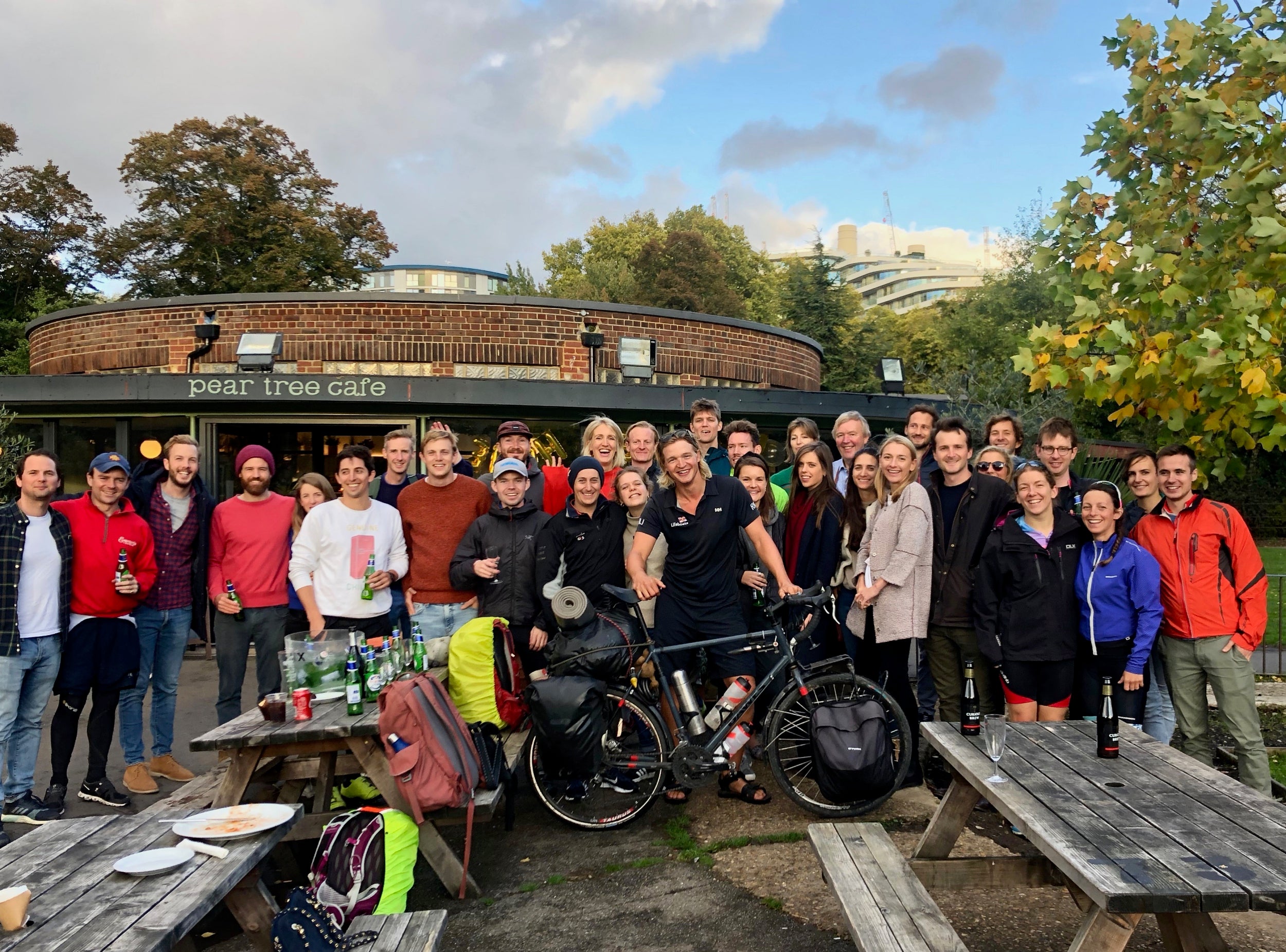 Stewart was greeted by friends and family on his return to Battersea in the UK