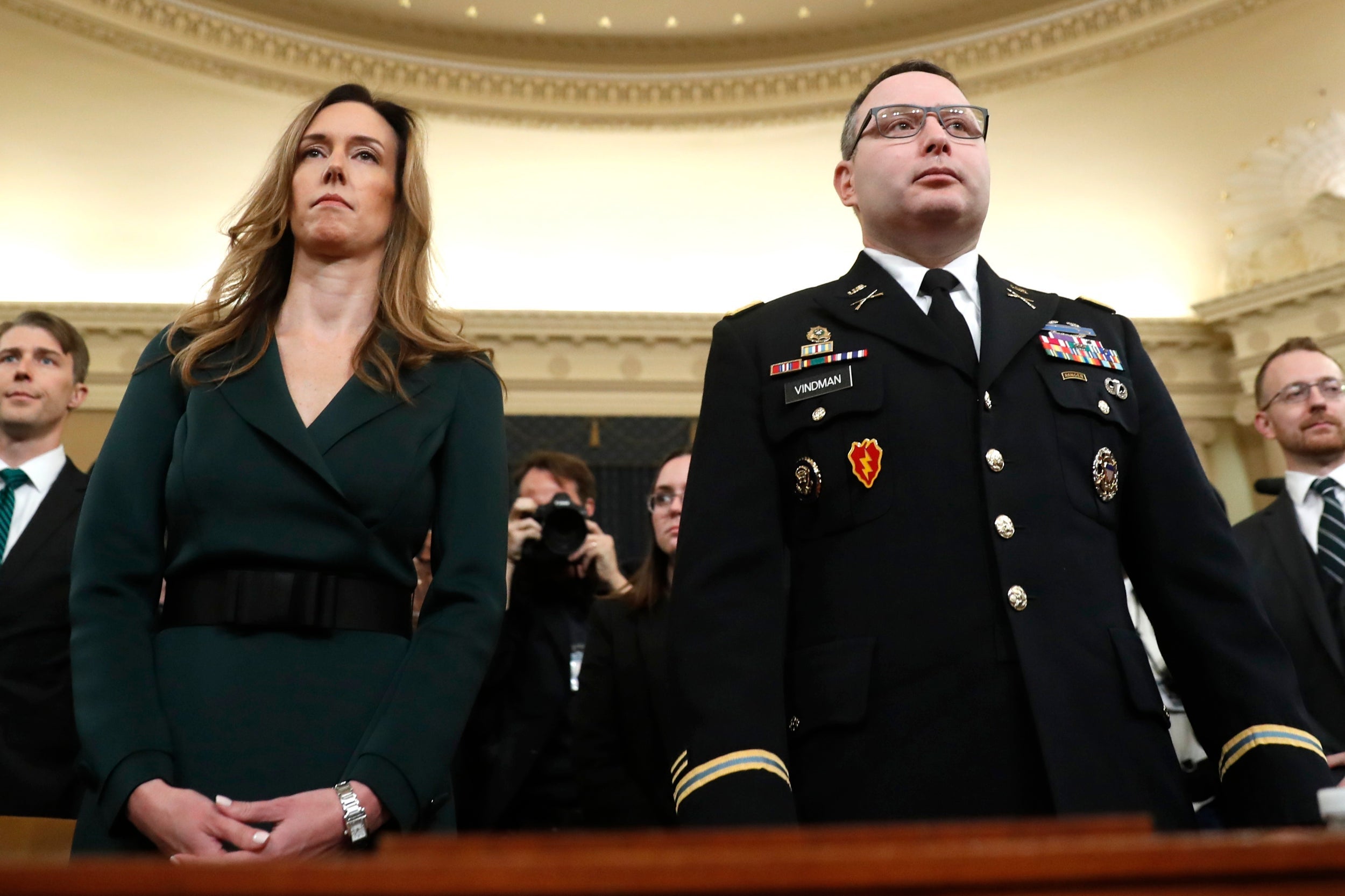 Jennifer Williams and Alexander Vindman prepare to testify at the impeachment hearings into Donald Trump