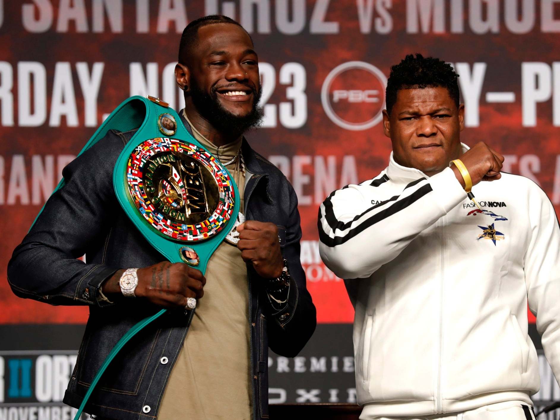 Wilder poses with Ortiz