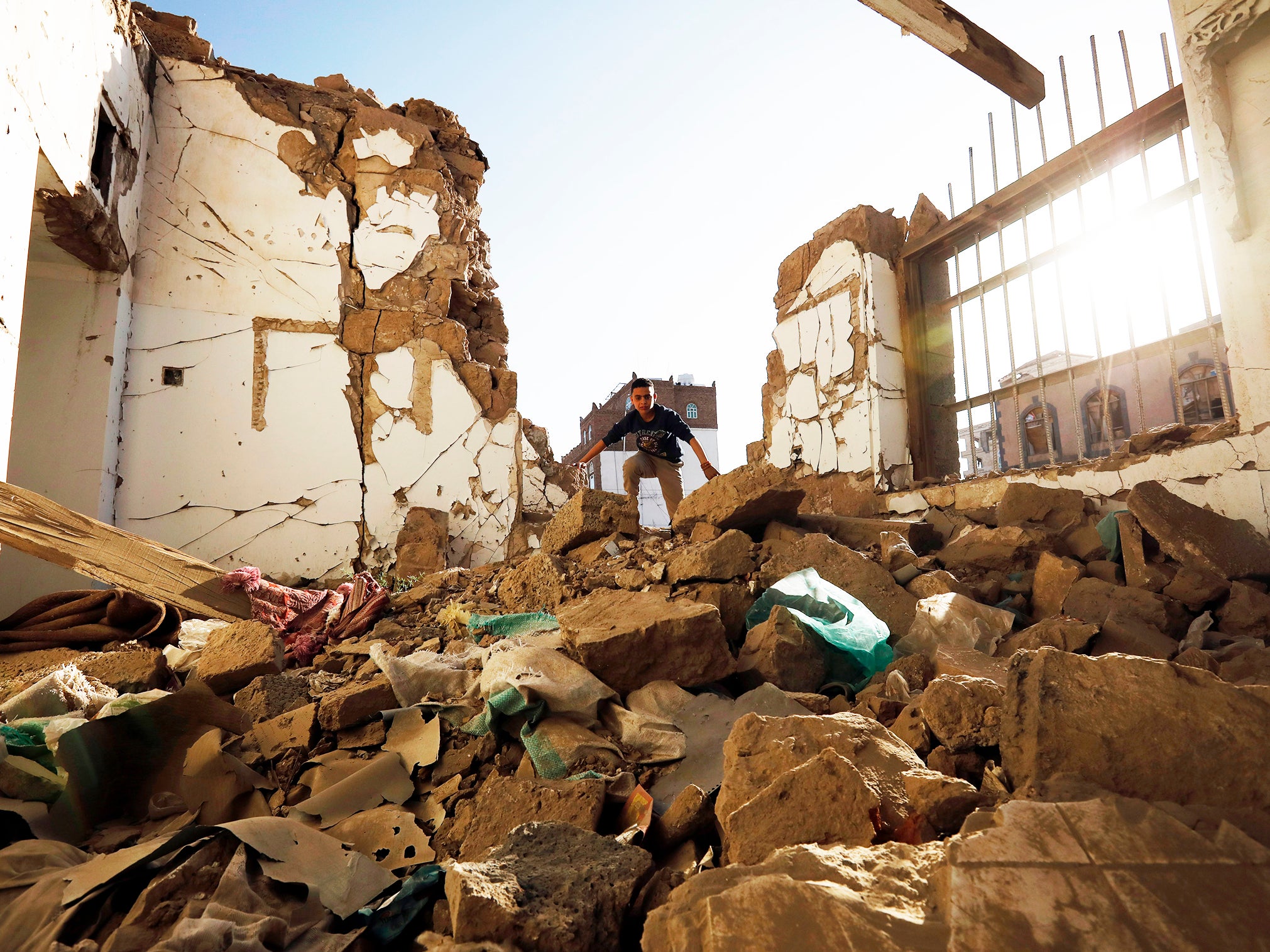 A building in Sana’a destroyed by a Saudi-led airstrike