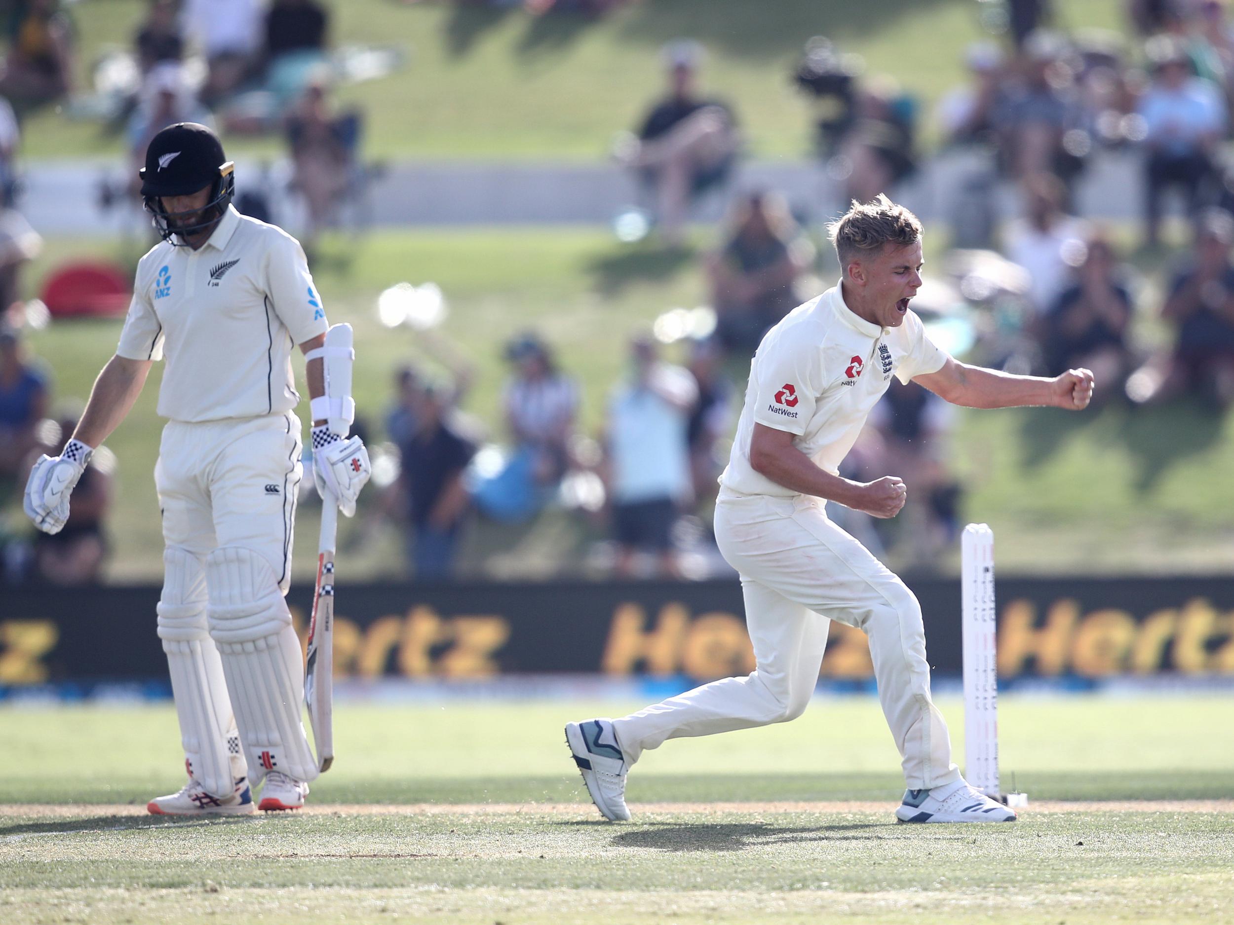 Sam Curran took the crucial wicket of Kane Williamson late on day two at Mount Maunganui