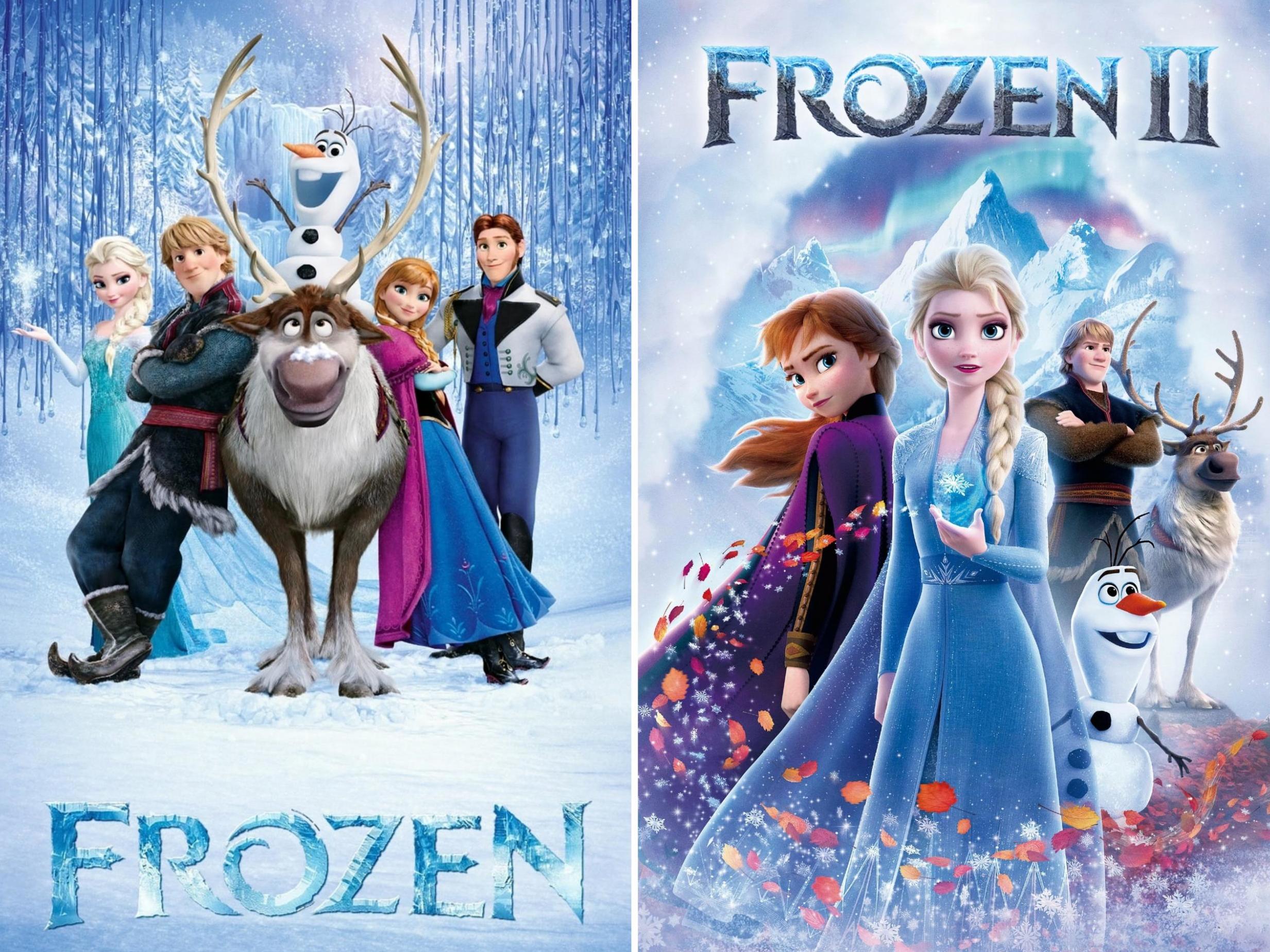 The very different character positioning in posters for Frozen and Frozen II