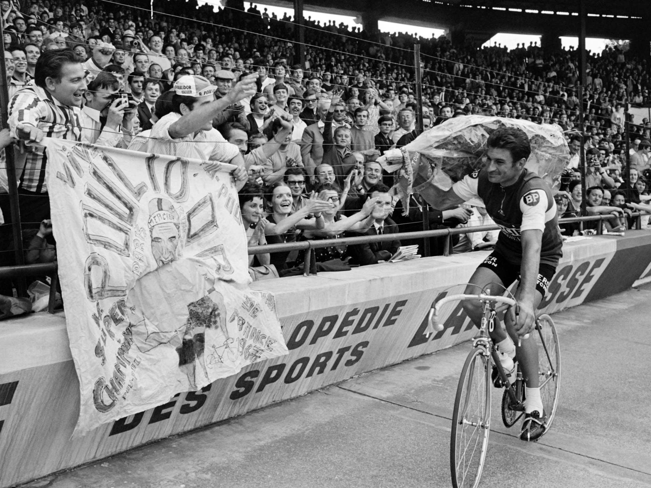 Poulidor during the 1967 Tour de France in Paris