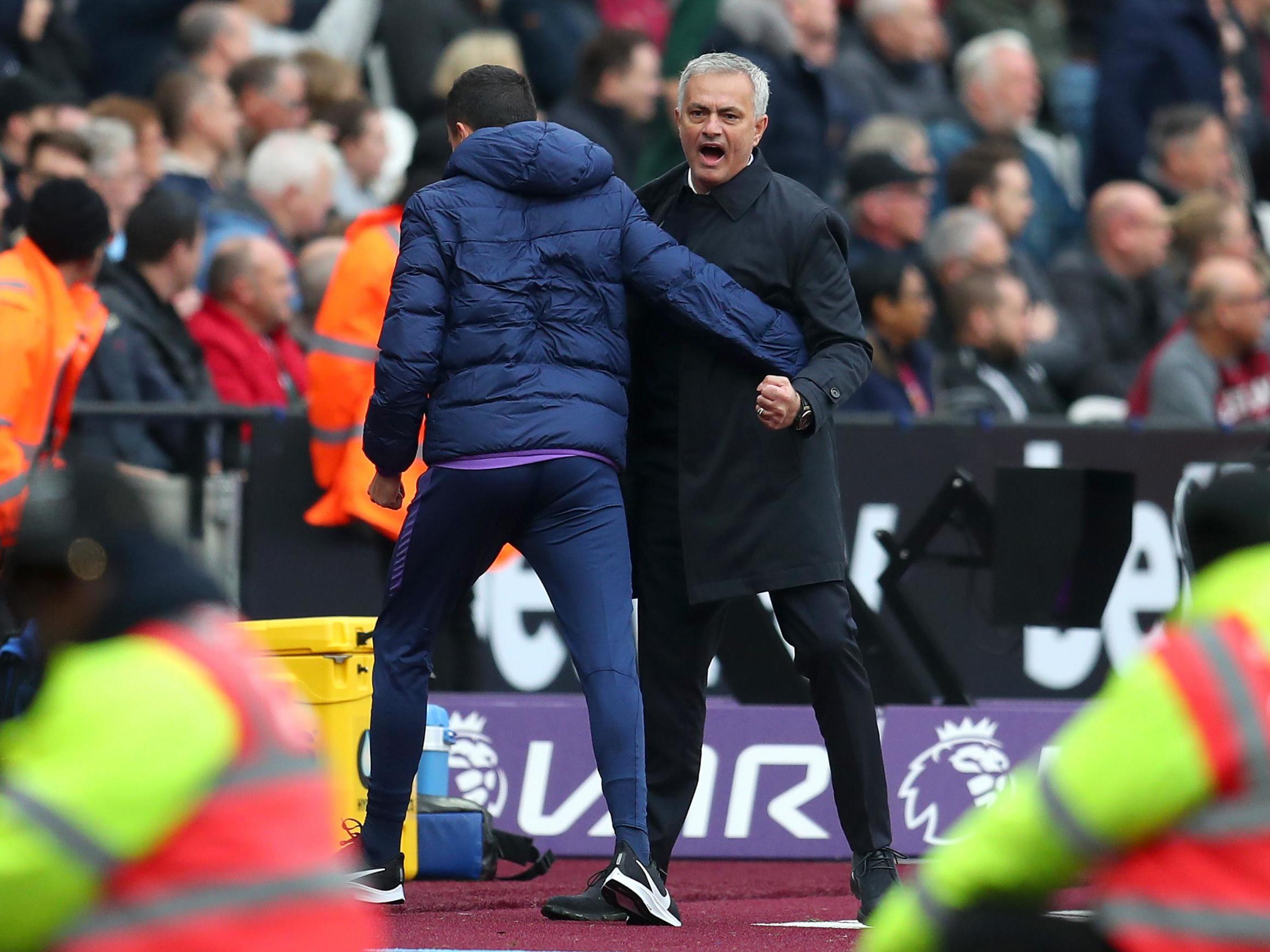 Mourinho celebrates on the touchline