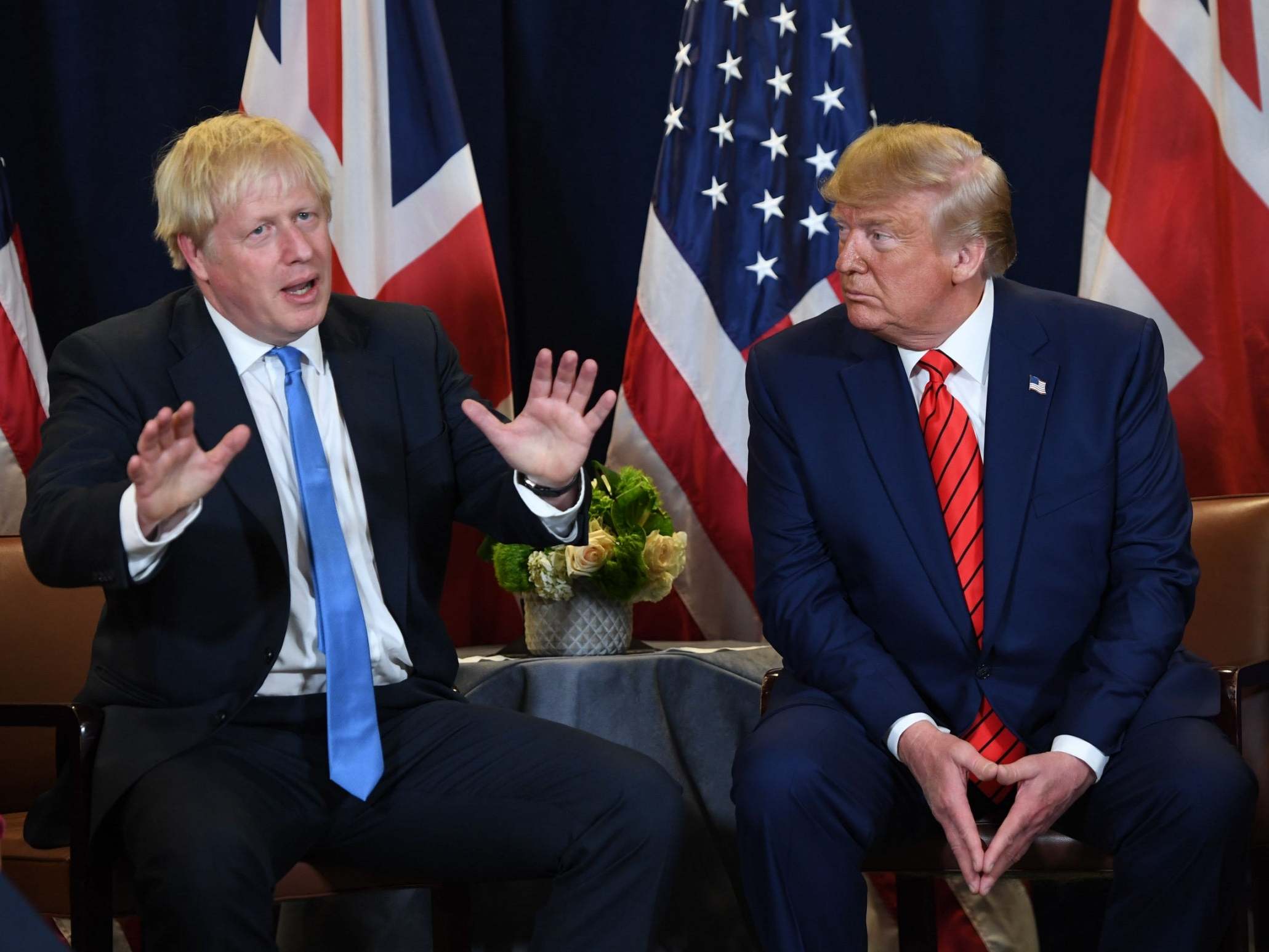 Boris Johnson and Donald Trump at the UN headquarters in New York