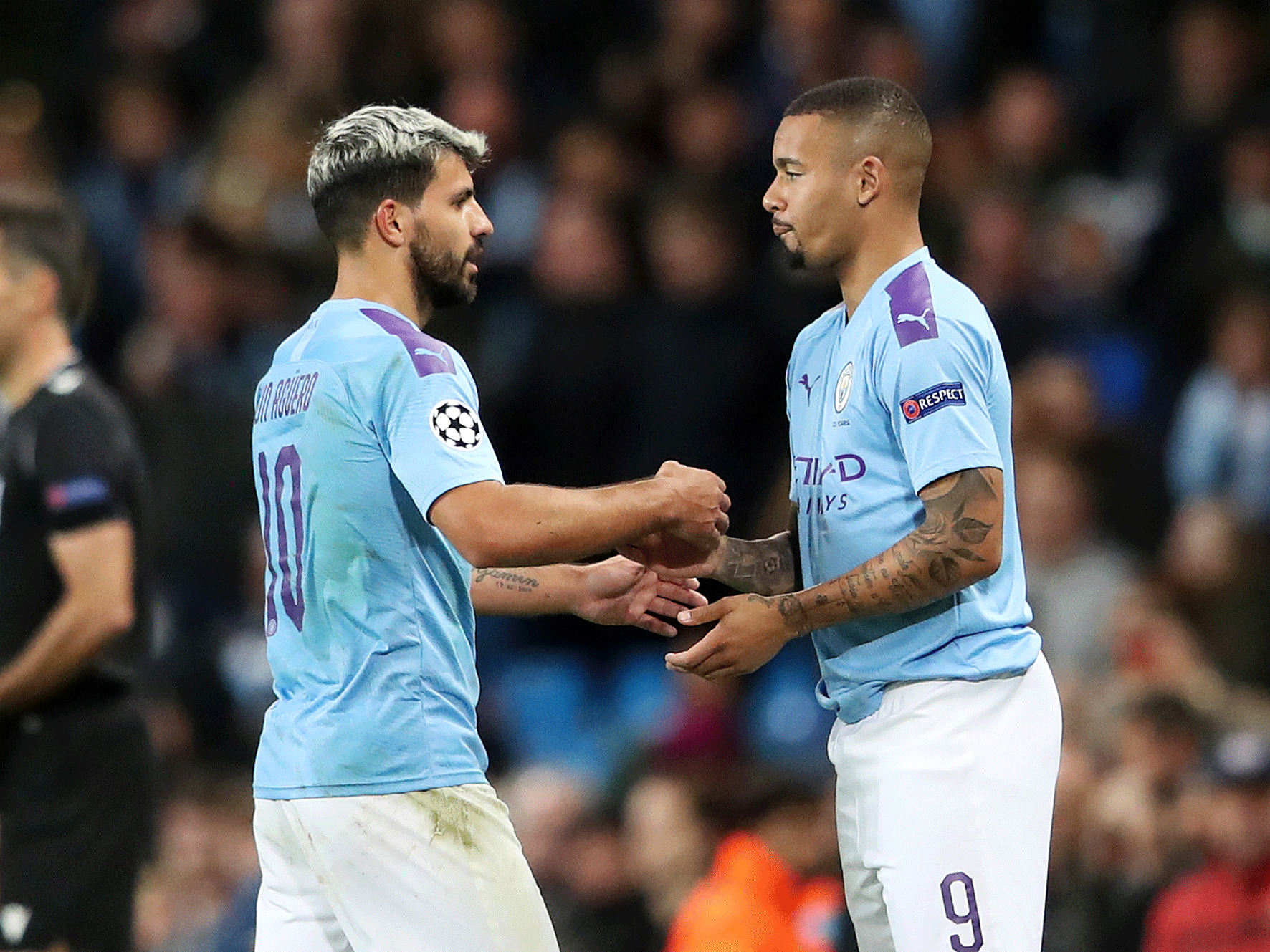 Manchester City strikers Sergio Aguero and Gabriel Jesus