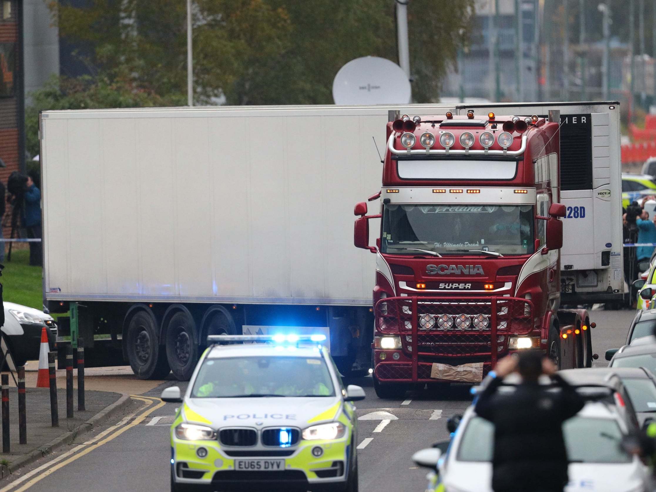 Thirty-nine people were found dead in the lorry in Grays, Essex