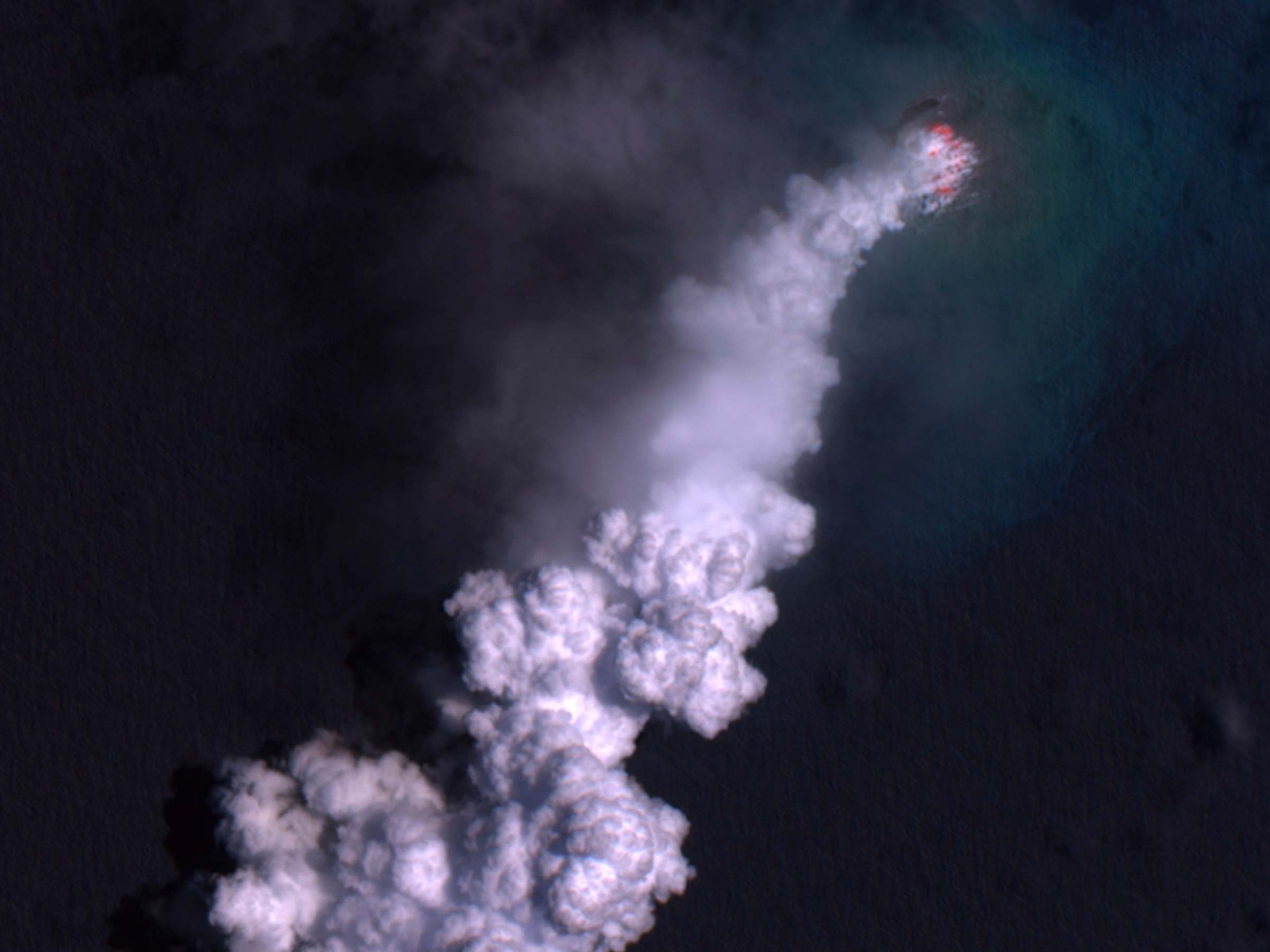 Smoke rises from the eruption which consumed the island of Lateiki in Tonga