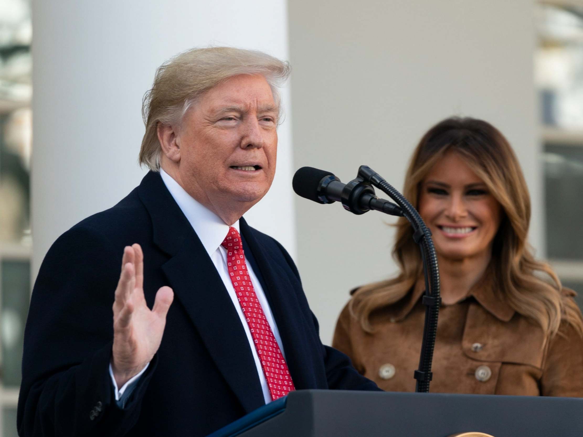 The president and first lady in the Rose Garden in 2019