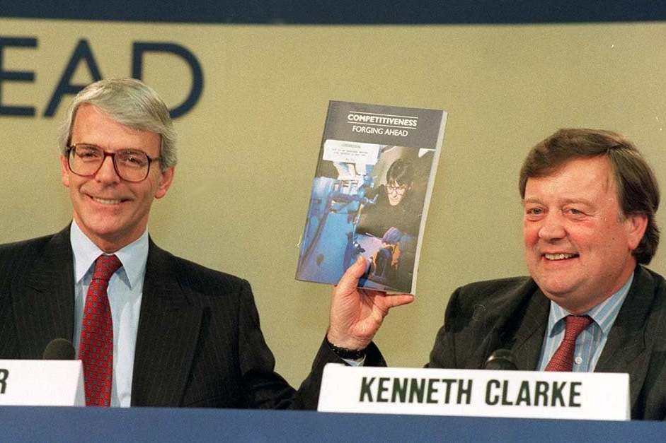 John Major and chancellor Ken Clarke back in 1995 launch a white paper on competitiveness