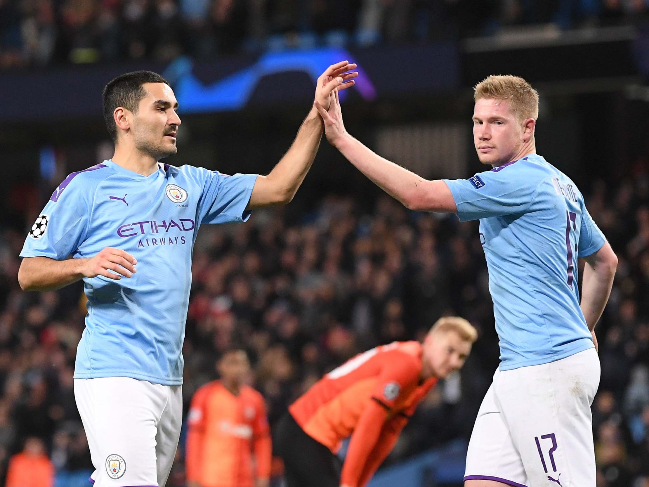 Ilkay Gundogan his goal celebrates with Kevin De Bruyne