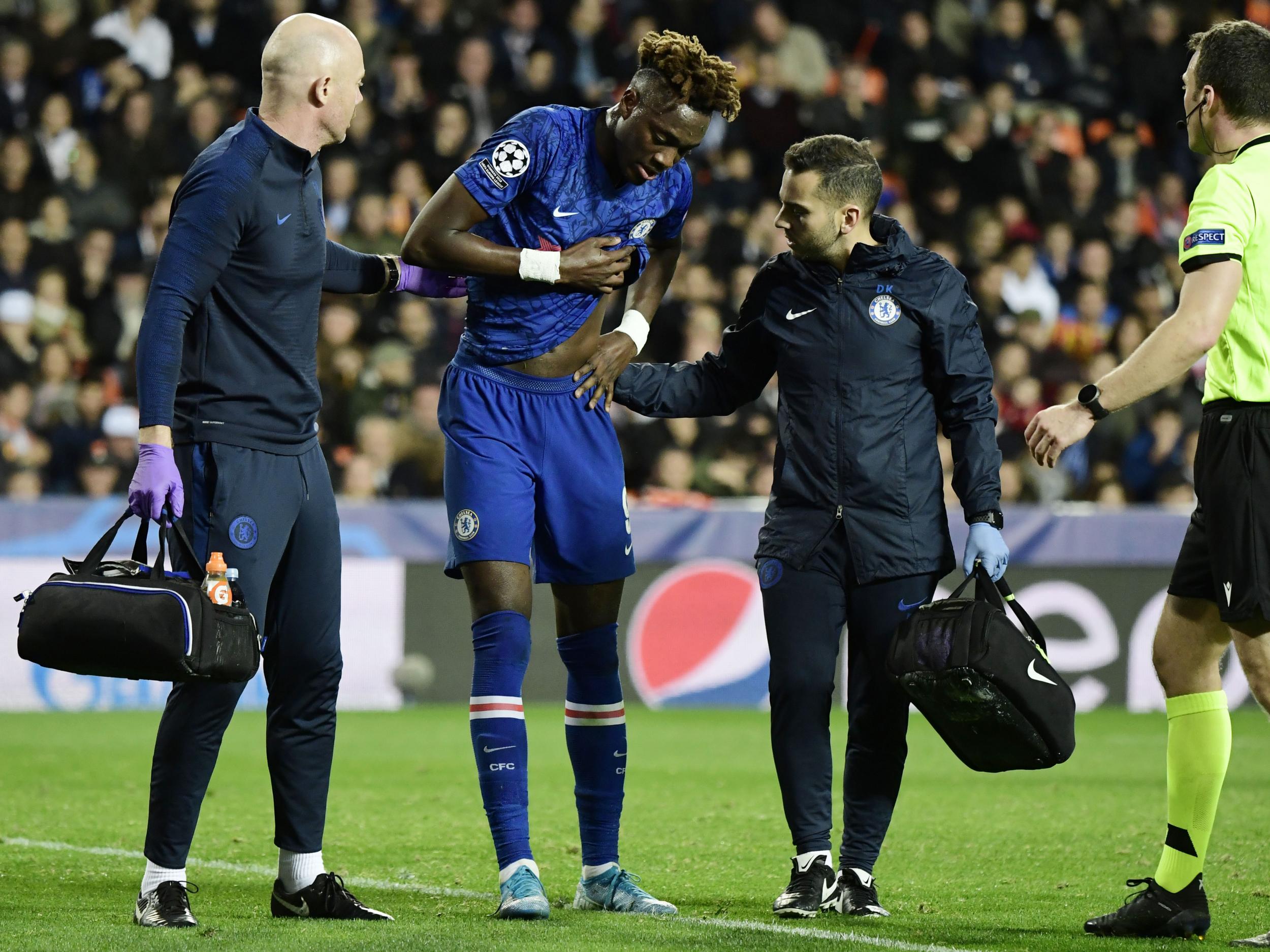 Tammy Abraham is suffered a hip injury against Valencia