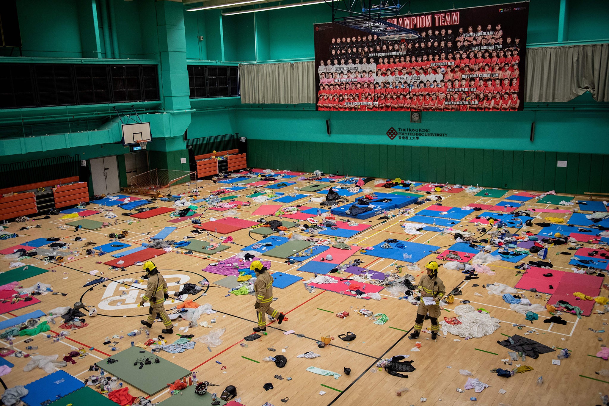 Safety teams are searching the campus for dangerous chemicals and explosives