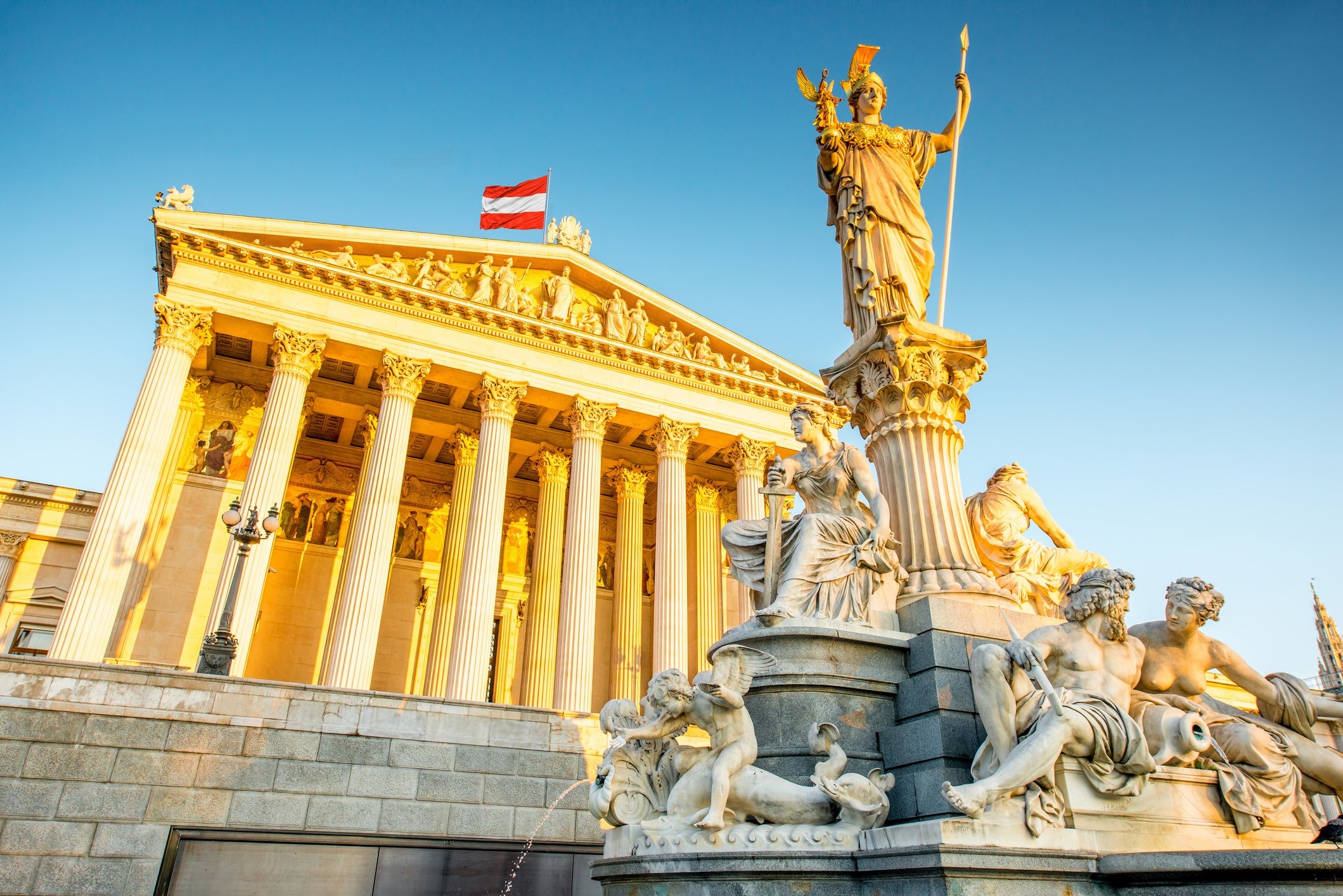 The Austrian parliament building in Vienna