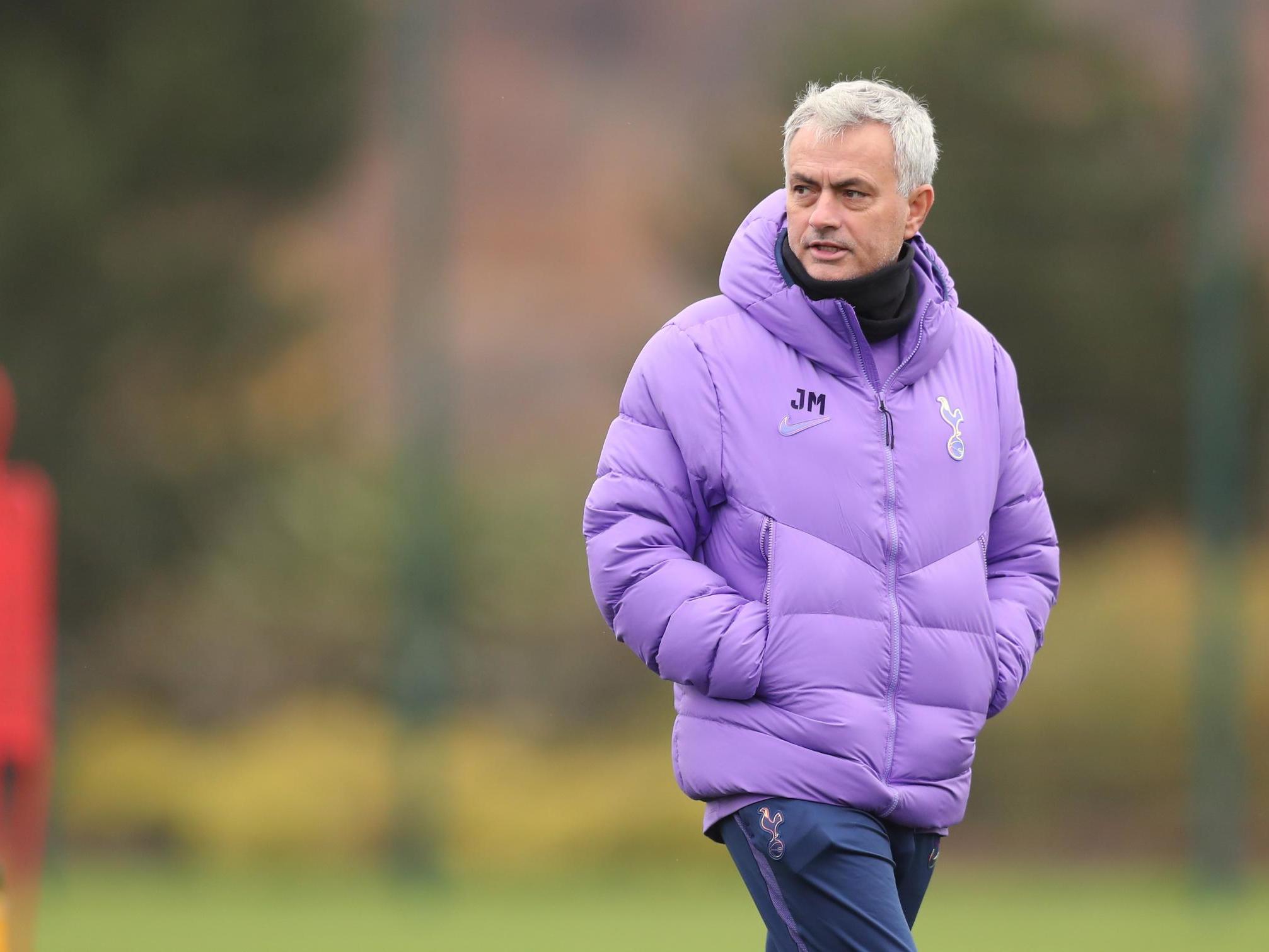 Mourinho in training ahead of tonight’s clash