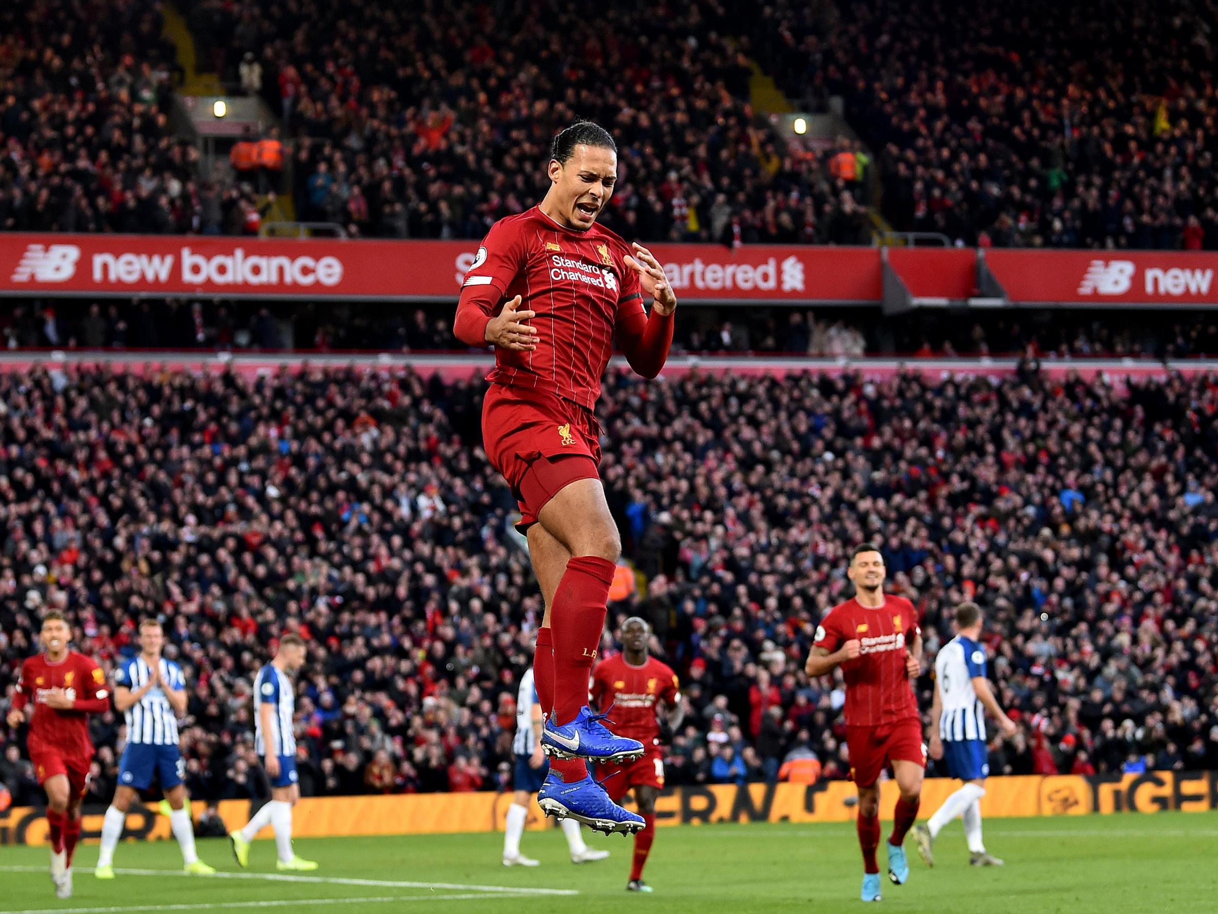 Virgil Van Dijk scored both of Liverpool’s goals in the 2-1 win over Brighton