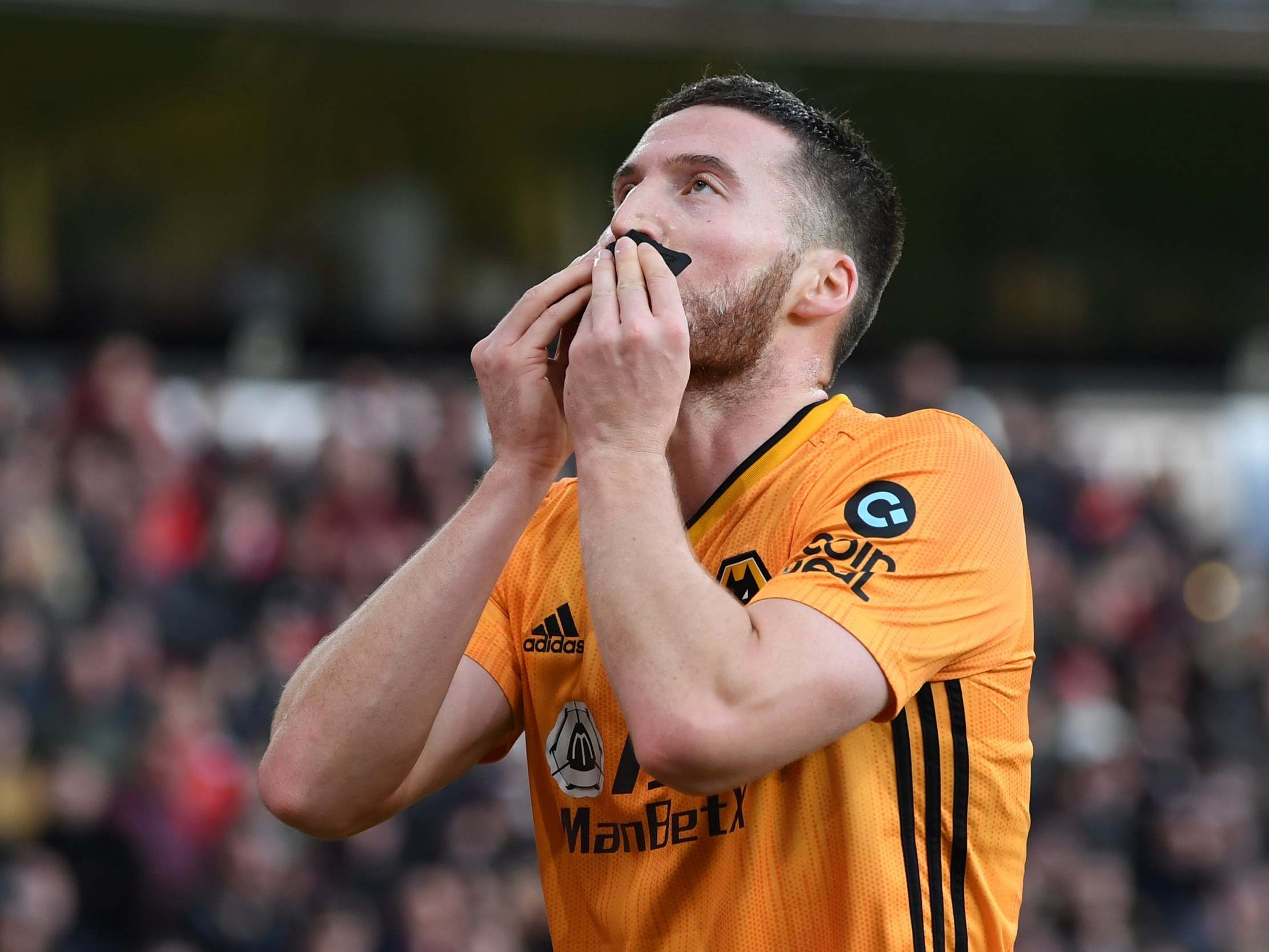 Matt Doherty celebrates scoring the equaliser