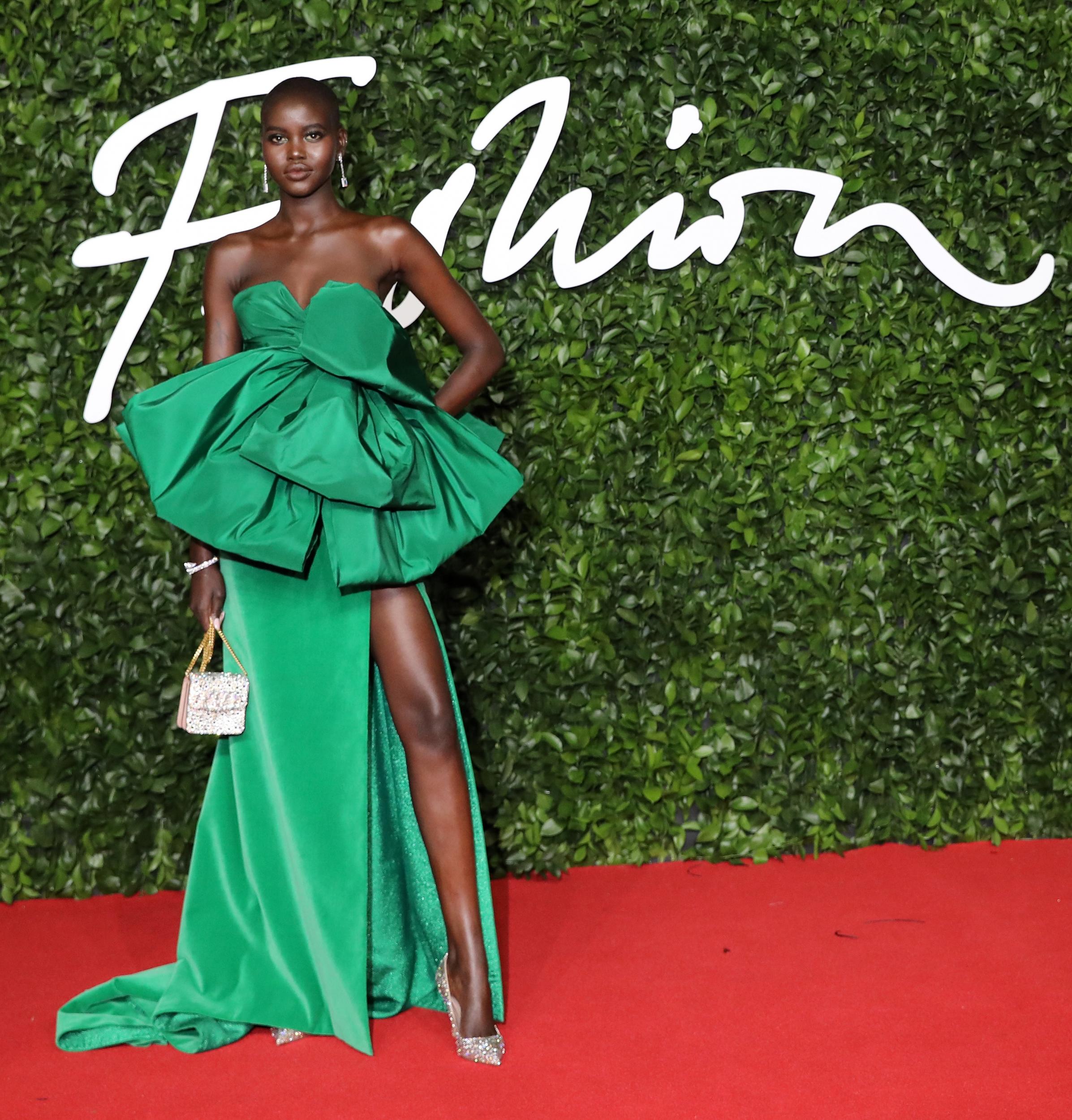 The Model of the Year recipient glistened in an emerald green Valentino gown