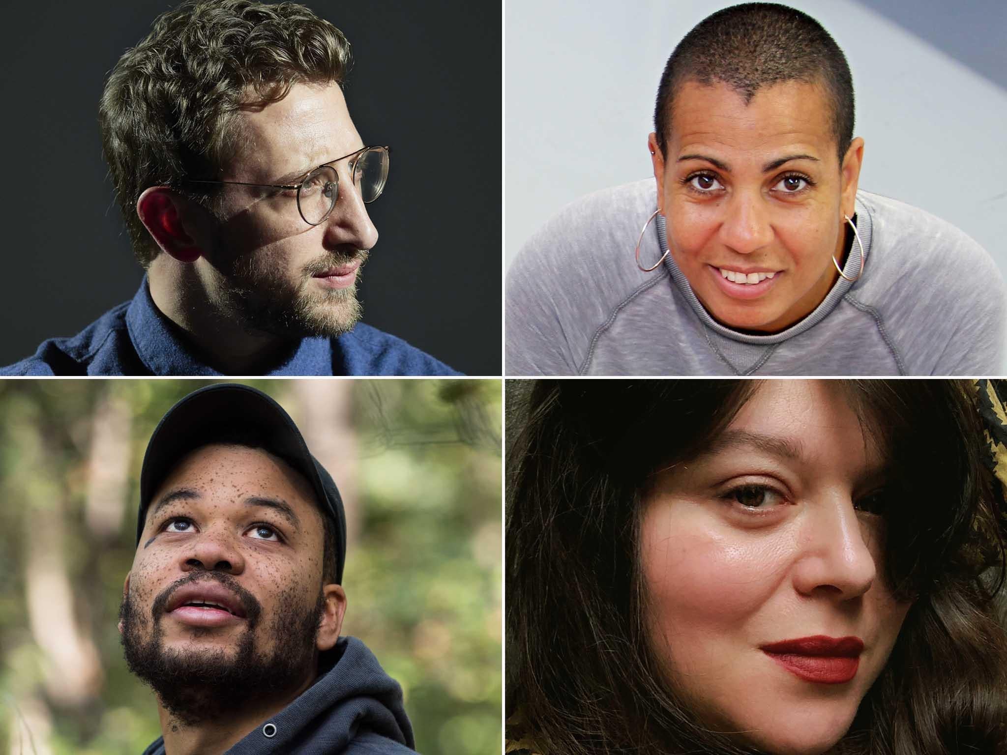 L-R clockwise from top: Lawrence Abu Hamdan, Helen Cammock, Tai Shani and Oscar Murillo