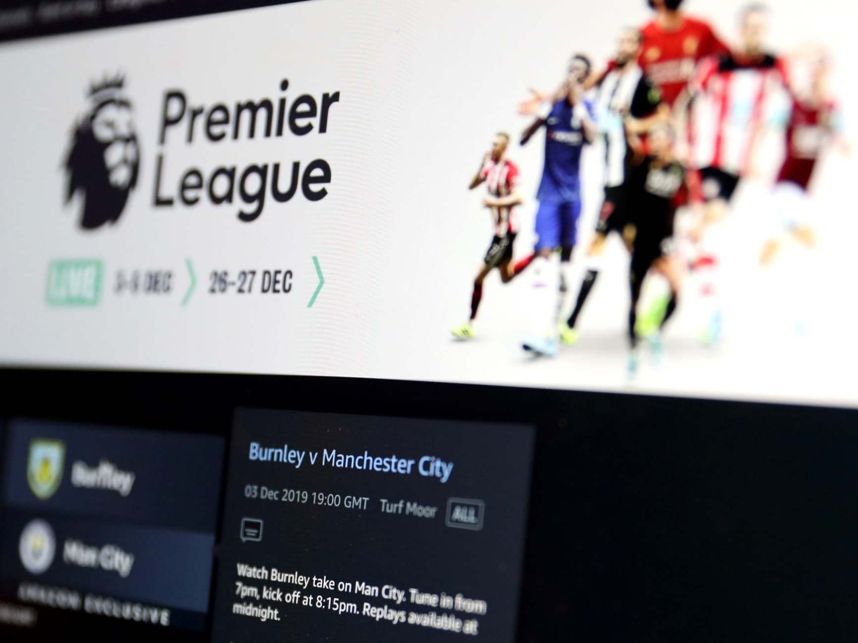 The Amazon Prime dash board for streaming the Premier League