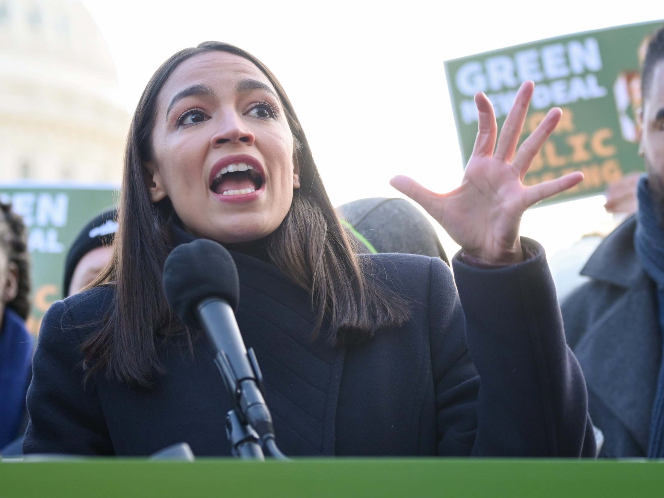 Ms Ocasio-Cortez in Washington last month