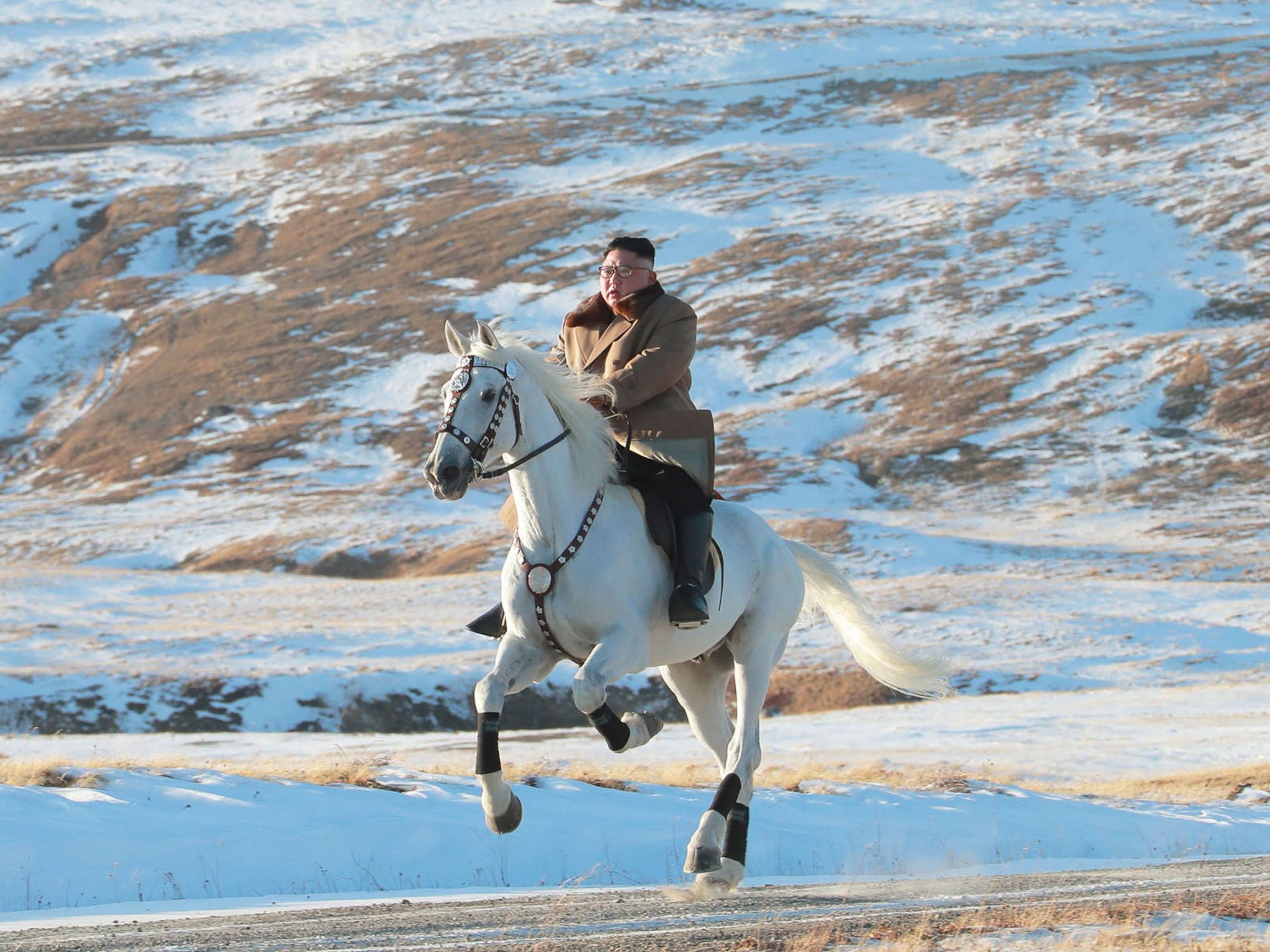 Mr Kim took to Mount Paektu earlier in October to help further the myth surrounding his family